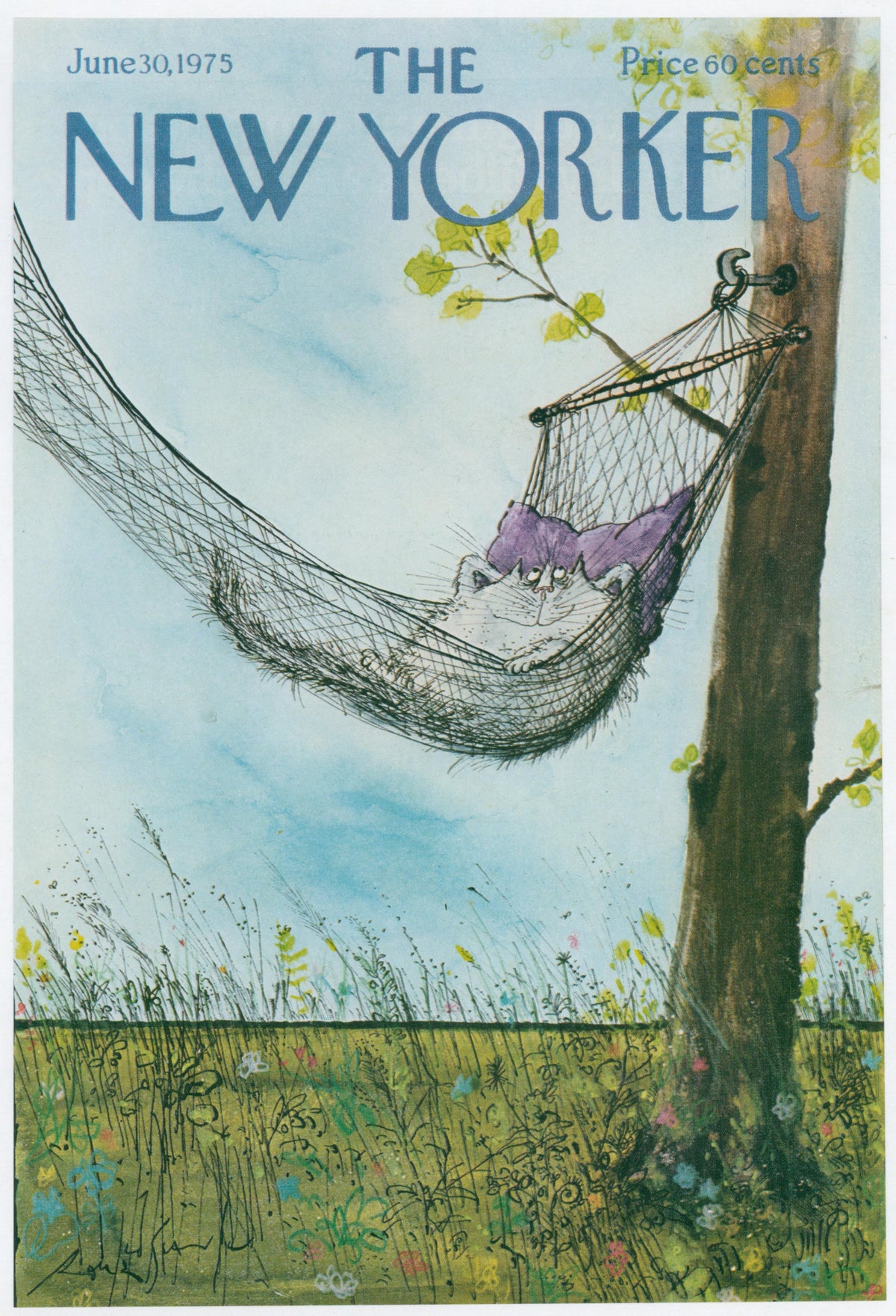 Cat in a Hammock- The New Yorker  - Original Vintage Cover Art: