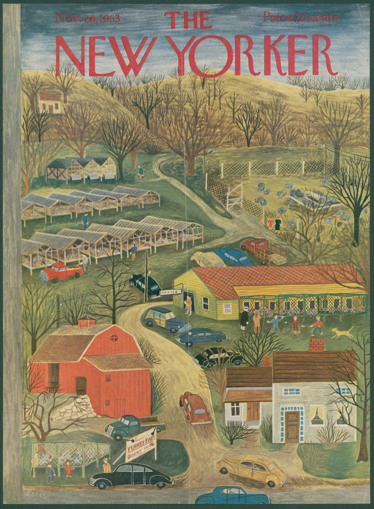 Turkey Farm- The New Yorker  - Original Vintage Cover Art:
