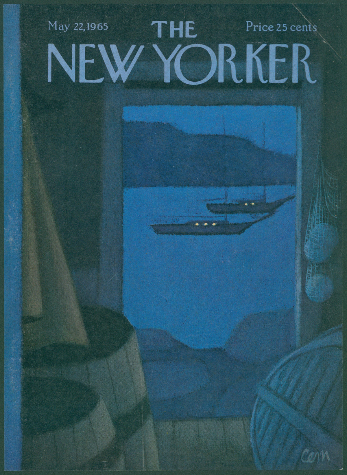 Coastal Night- The New Yorker - Original Vintage Cover Art: