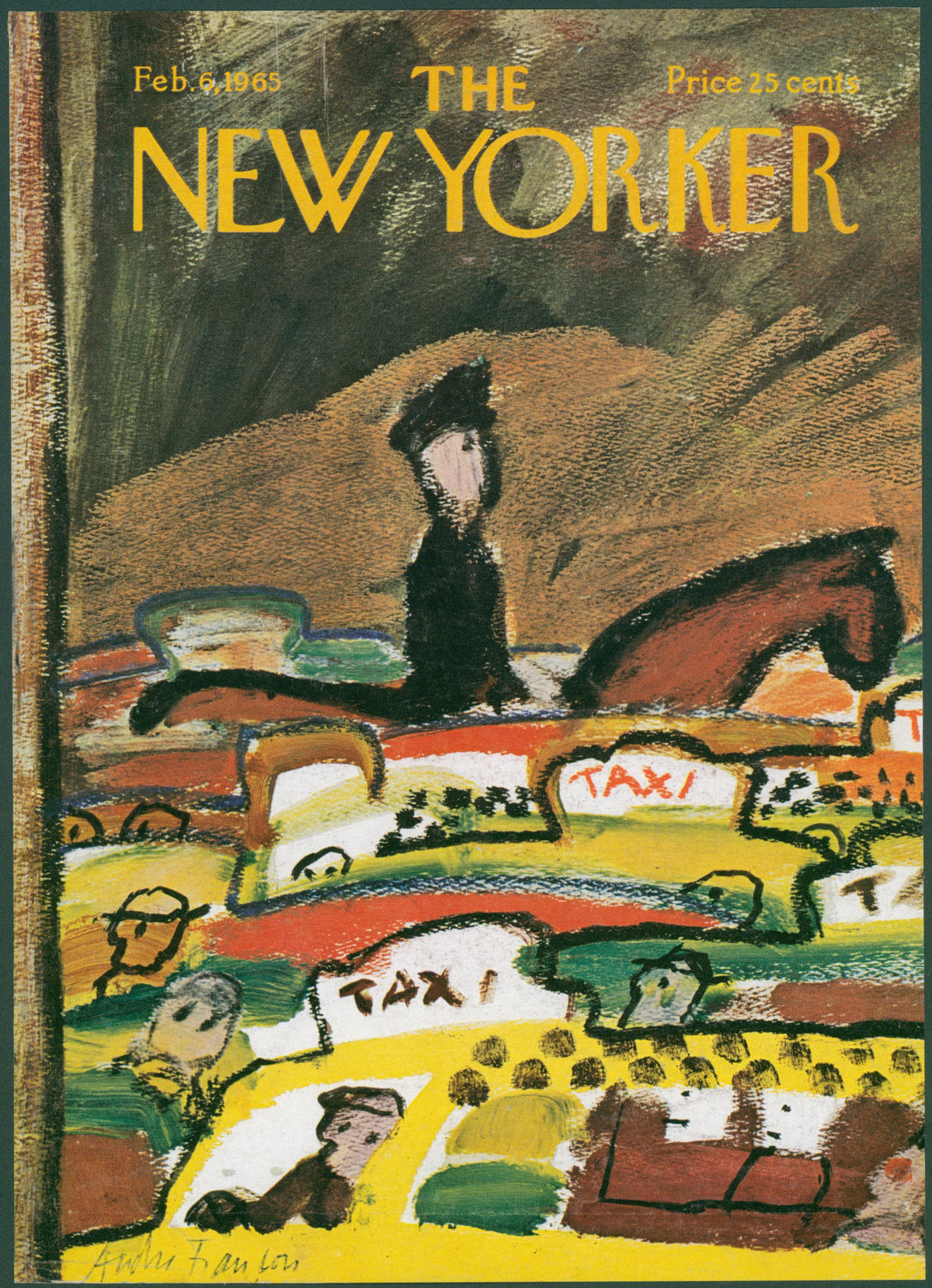 Horses to Horsepower- The New Yorker  - Original Vintage Cover Art: