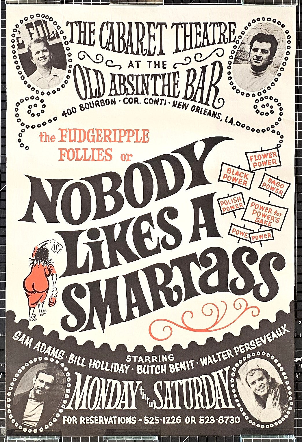 Original Absynthe Bar New Orleans Fudgeripple Follies Poster 1962