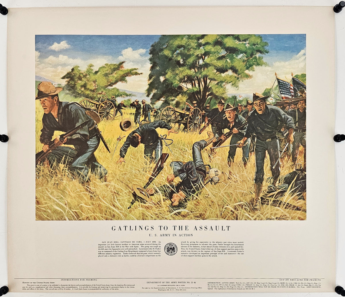 Gatling To The Assault, U.S. Army Education - Original Vintage Poster