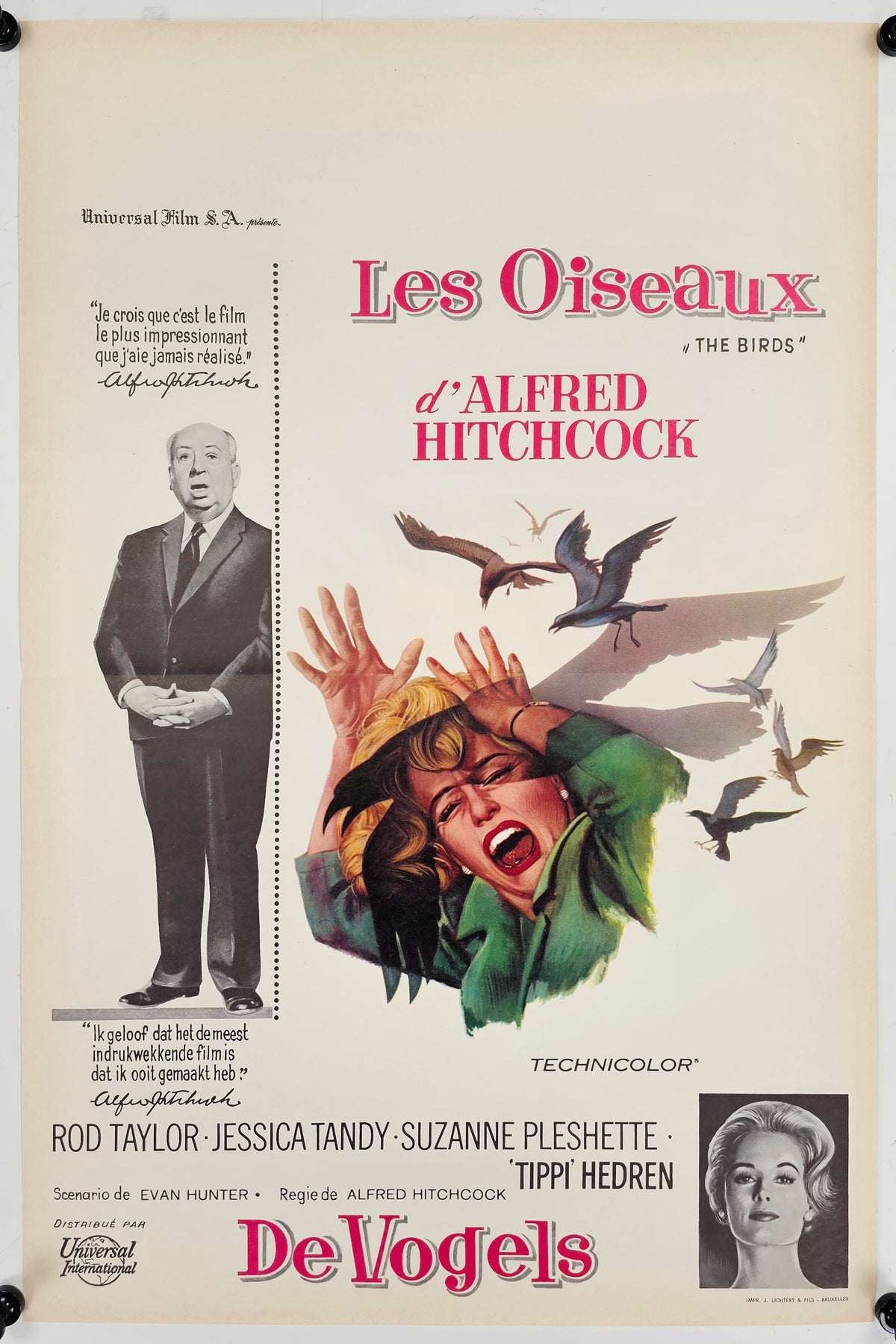 The Birds, Belgian Release - Original Vintage Poster