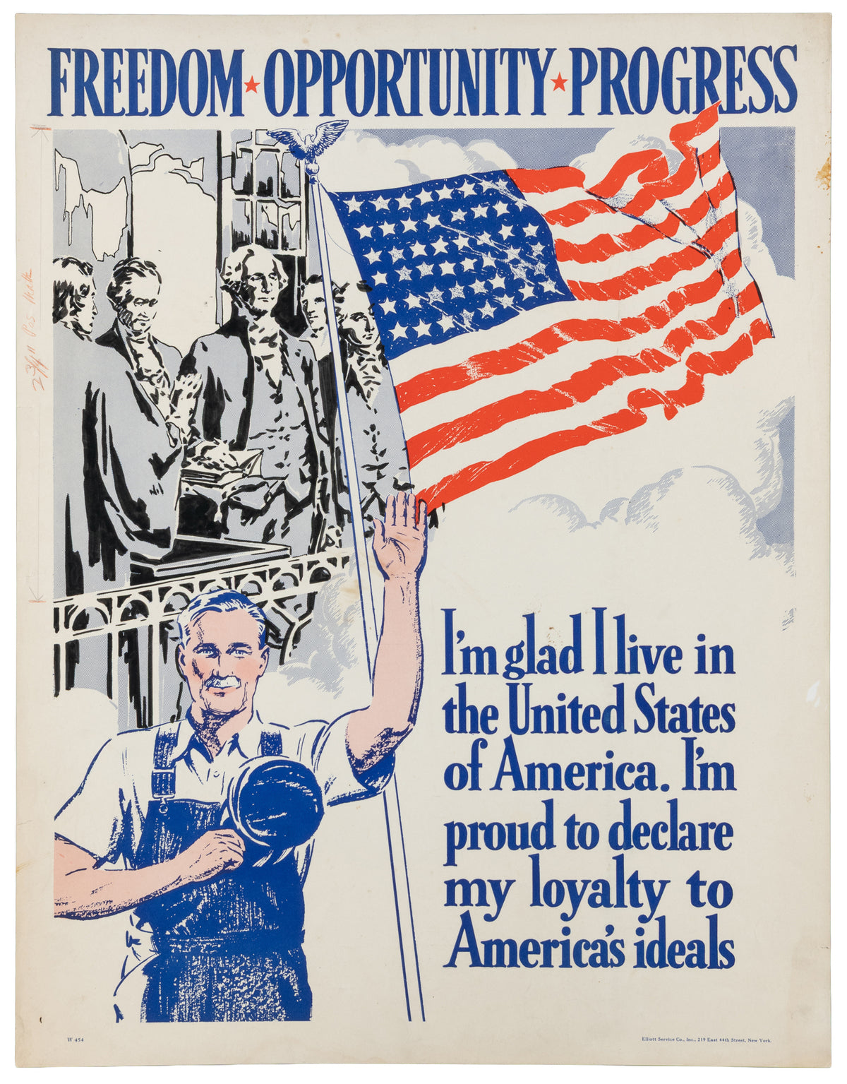 Freedom, Opportunity & Progress, Motivational Poster (WW2) - Original Vintage Poster