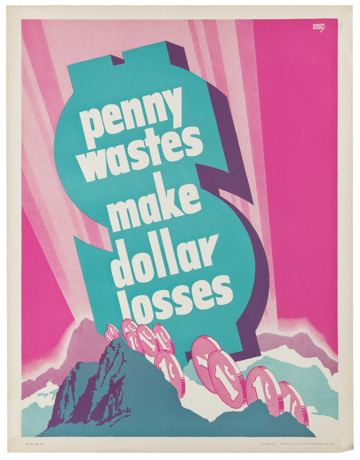 Dollar Losses, Motivational Poster (WW2) - Original Vintage Poster