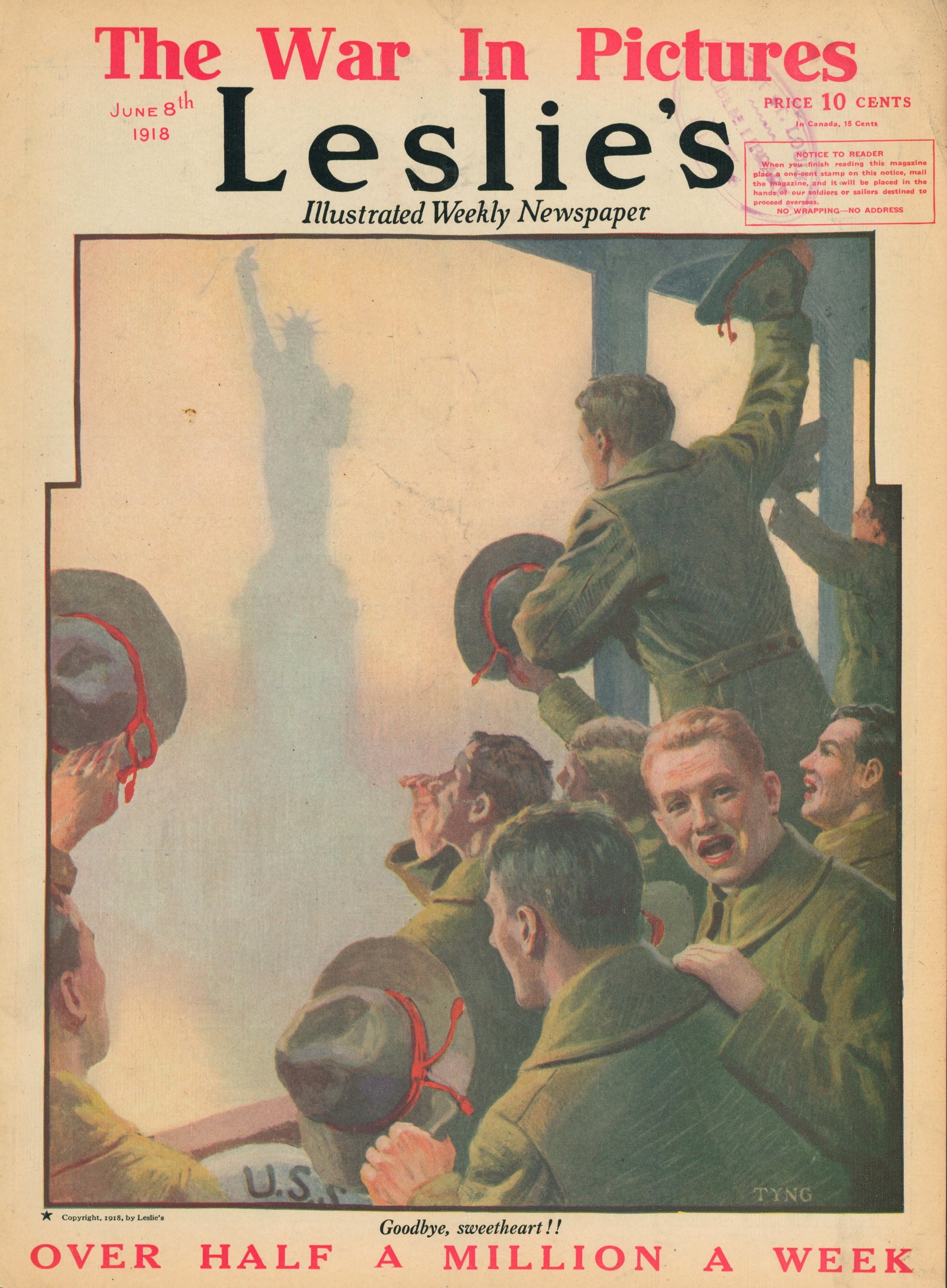 Goodbye, Sweetheart- Leslie's Weekly - Authentic Vintage Antique Print