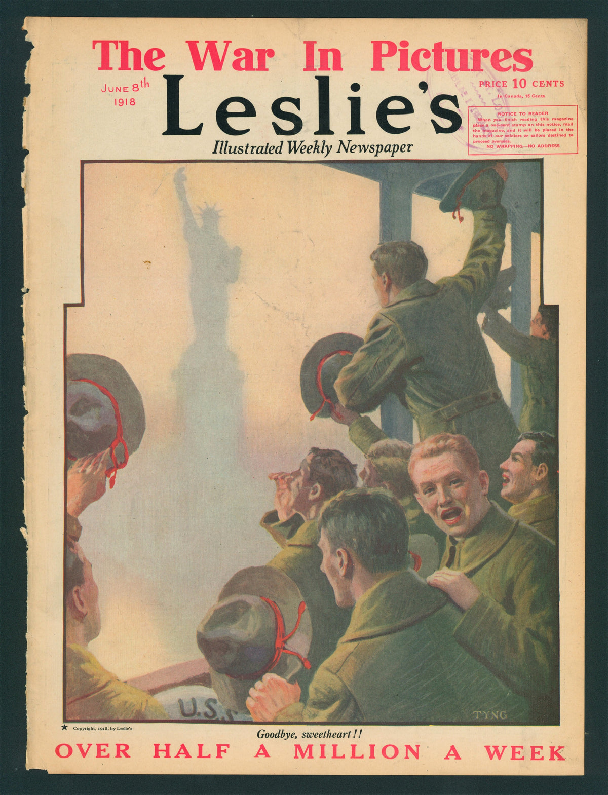 Goodbye, Sweetheart- Leslie&#39;s Weekly - Authentic Vintage Antique Print