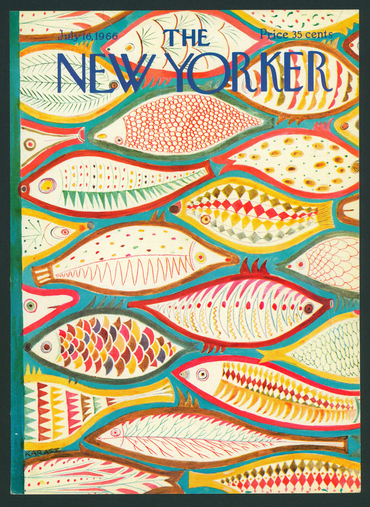 Lucky Fish- The New Yorker - Authentic Vintage Antique Print