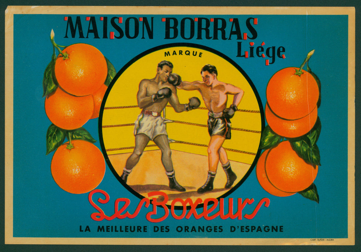 Boxers- Spanish Crate Label - Authentic Vintage Antique Print