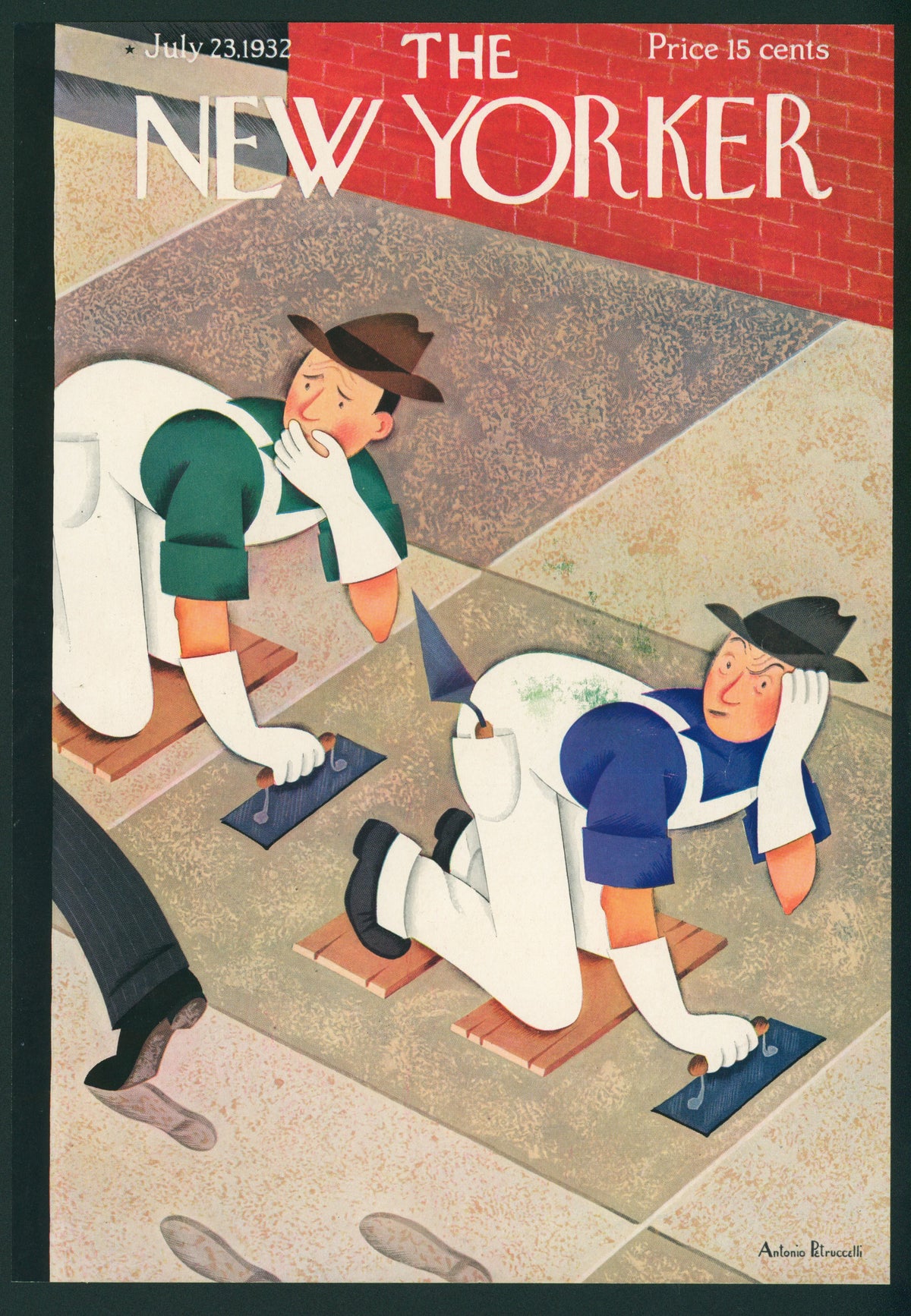 Laying Pavement- The New Yorker - Authentic Vintage Antique Print