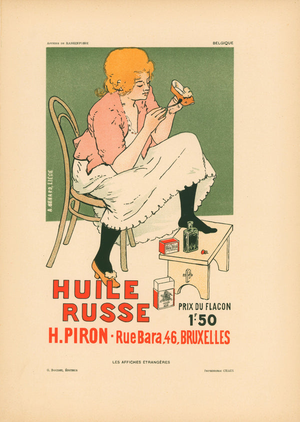Huile Russe- Les Affiches Etrangeres - Authentic Vintage Antique Print