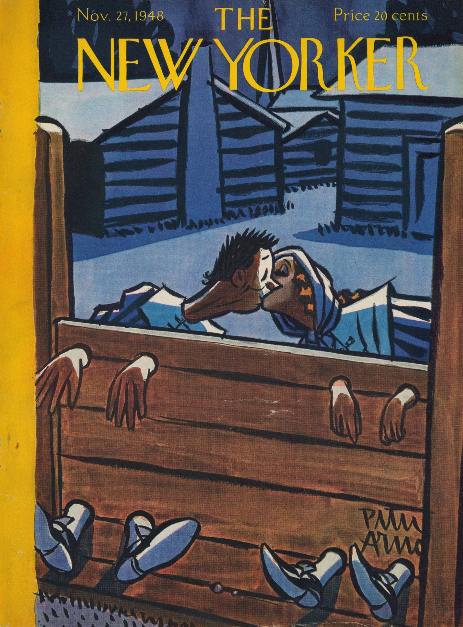 Last Kiss- The New Yorker - Authentic Vintage Antique Print