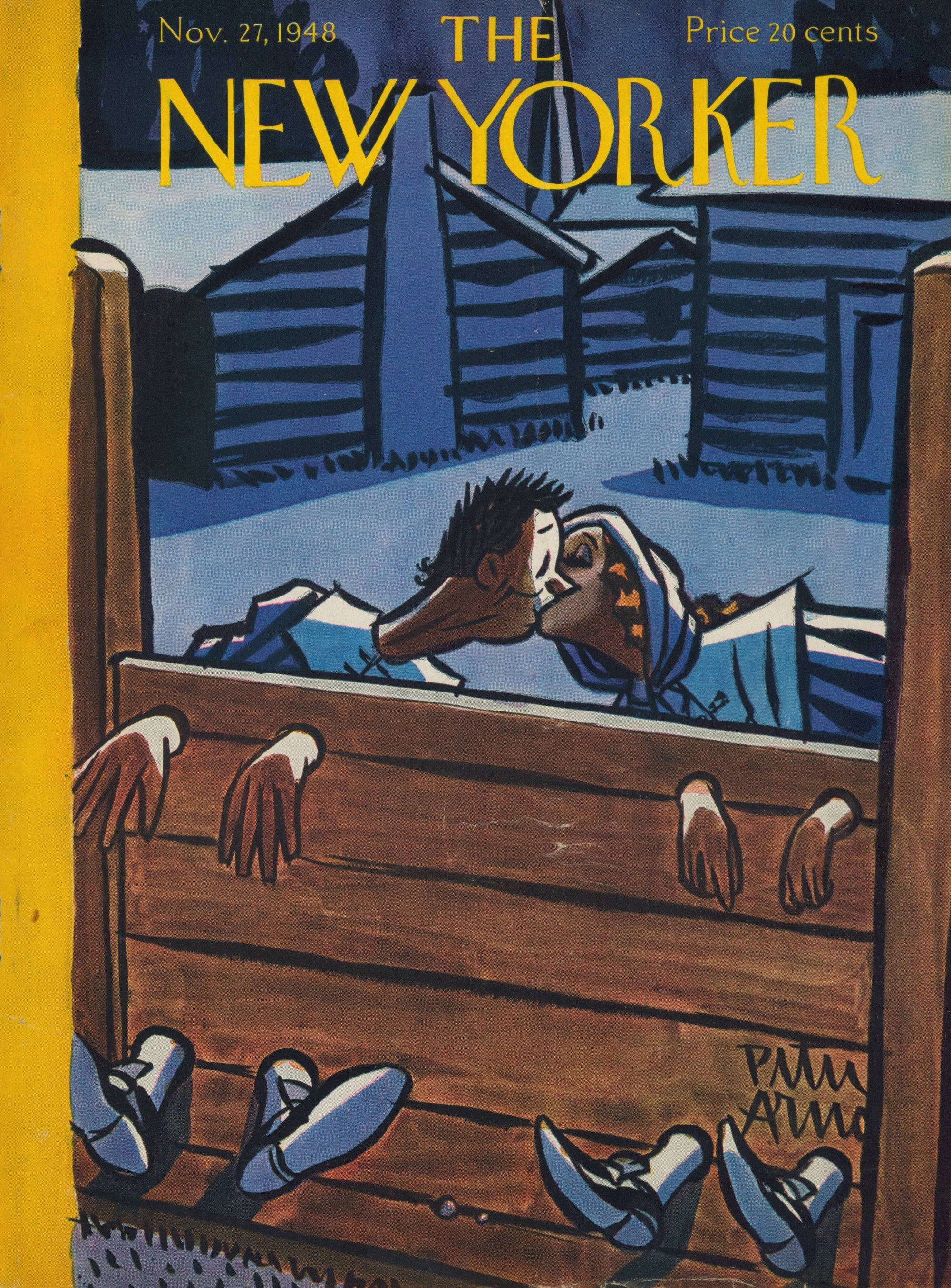 Last Kiss- The New Yorker - Authentic Vintage Antique Print