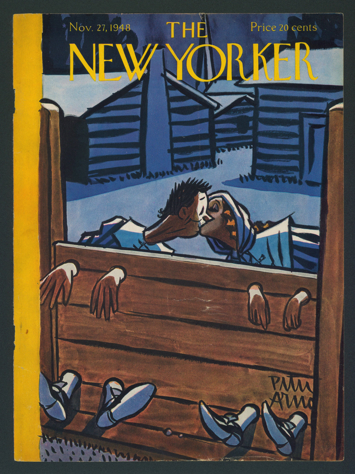 Last Kiss- The New Yorker - Authentic Vintage Antique Print