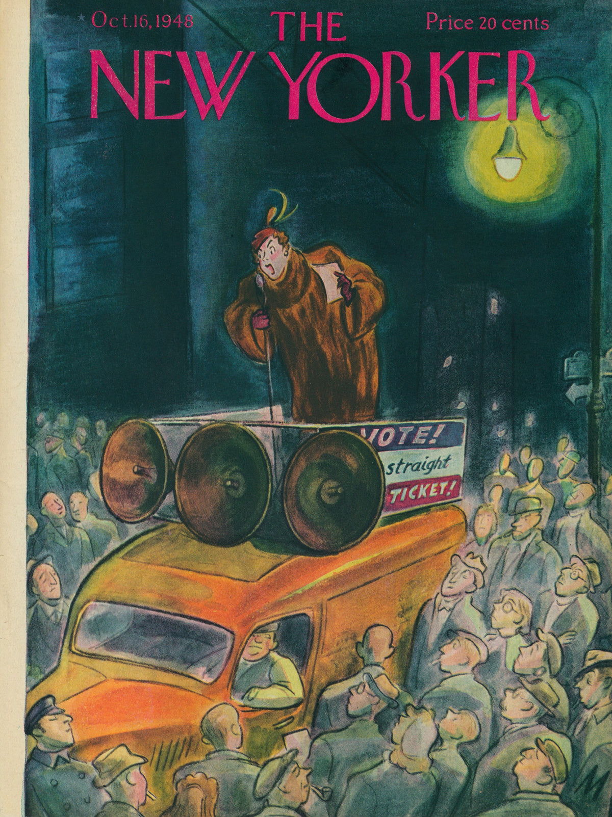 Town Crier- The New Yorker - Authentic Vintage Antique Print