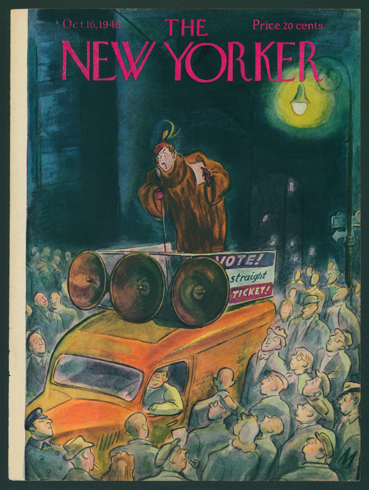 Town Crier- The New Yorker - Authentic Vintage Antique Print