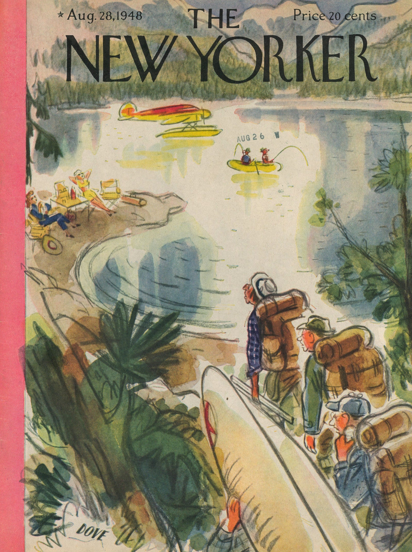 Gone Camping- The New Yorker - Authentic Vintage Antique Print