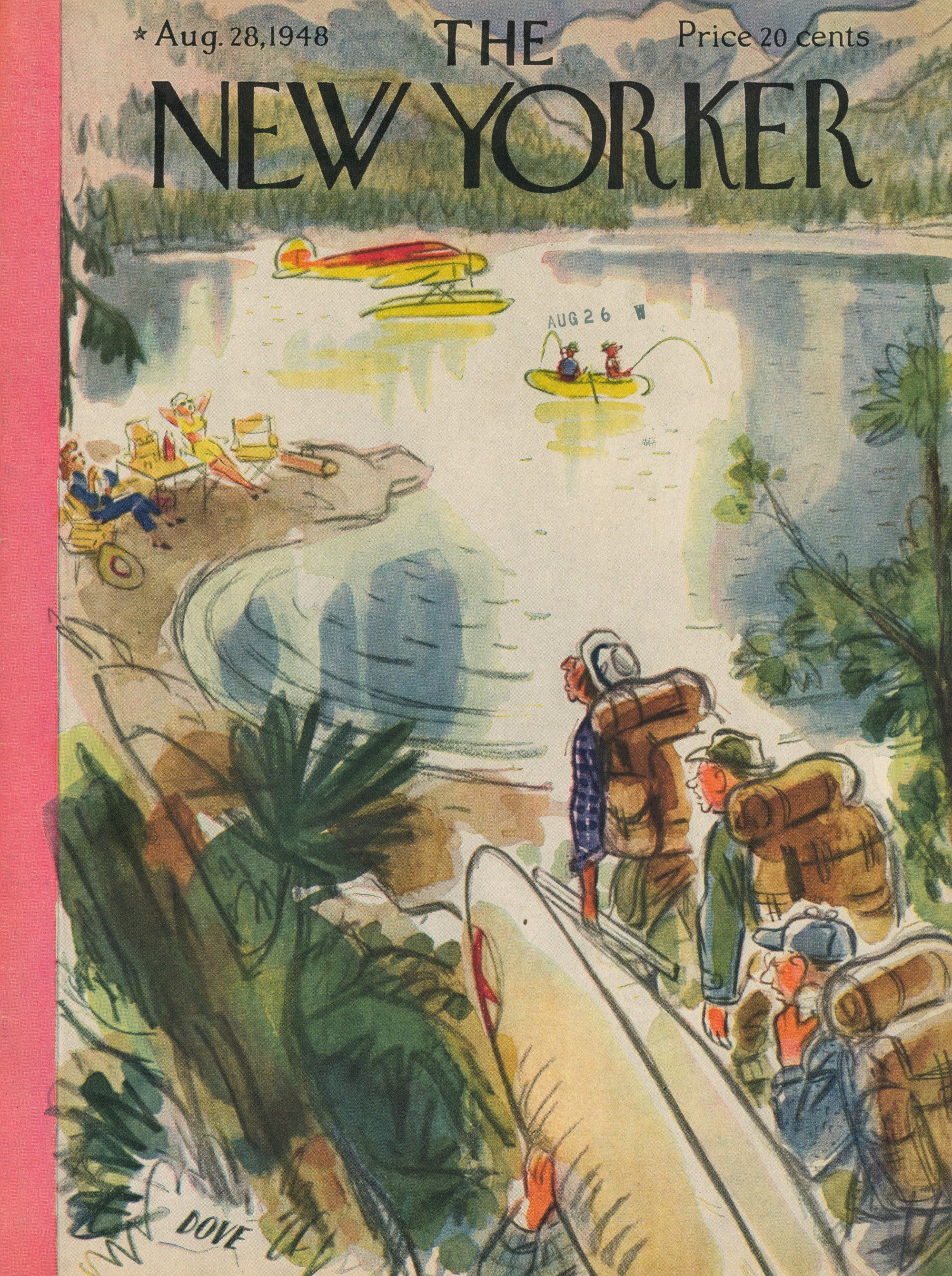 Gone Camping- The New Yorker - Authentic Vintage Antique Print