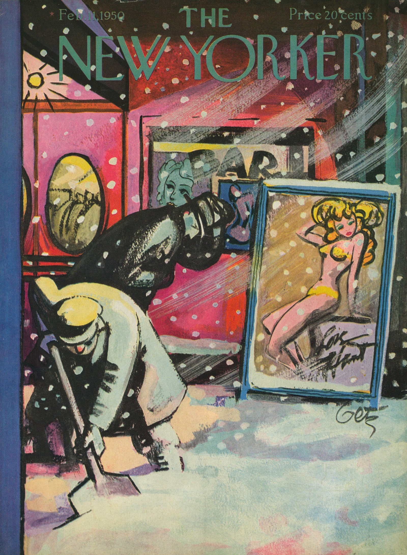 Girl in the Window- The New Yorker - Authentic Vintage Antique Print