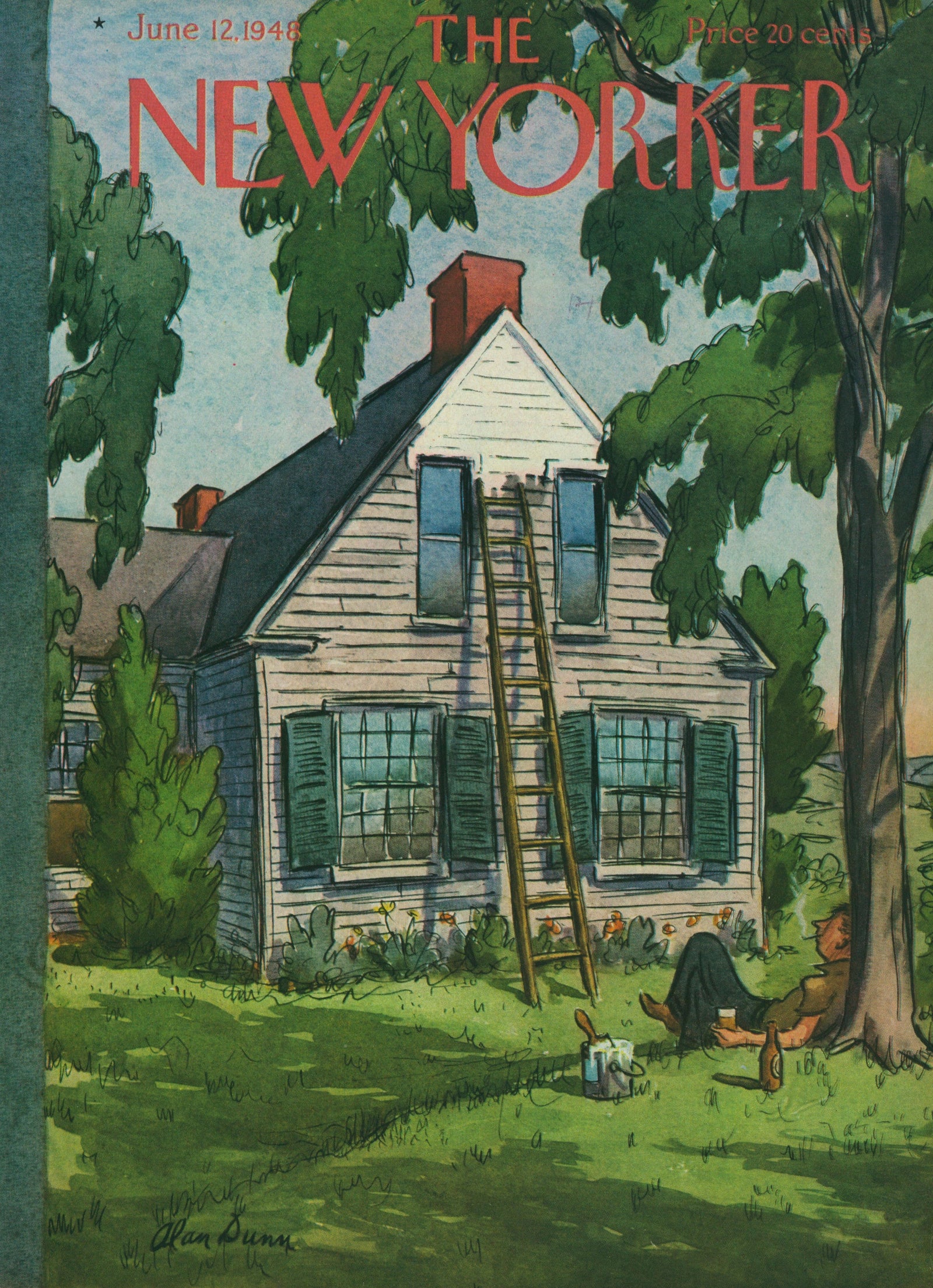 Painting Break- The New Yorker - Authentic Vintage Antique Print