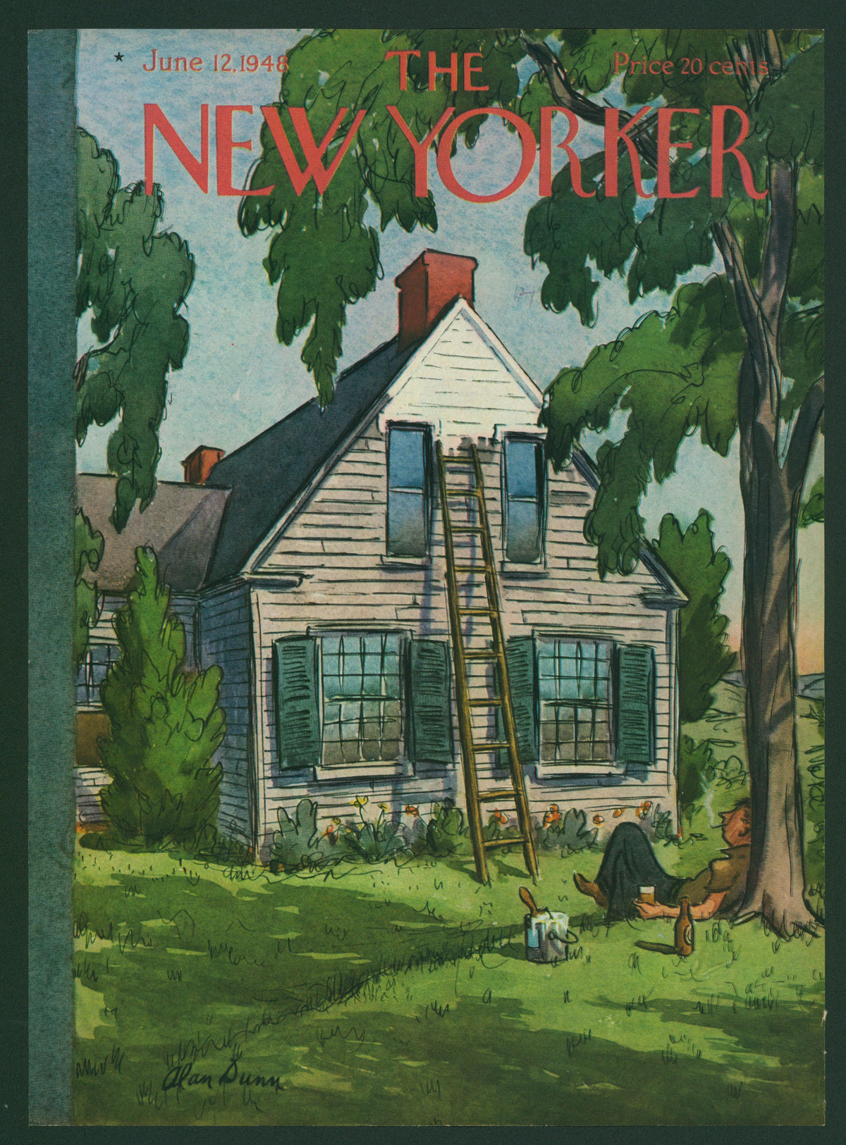 Painting Break- The New Yorker - Authentic Vintage Antique Print