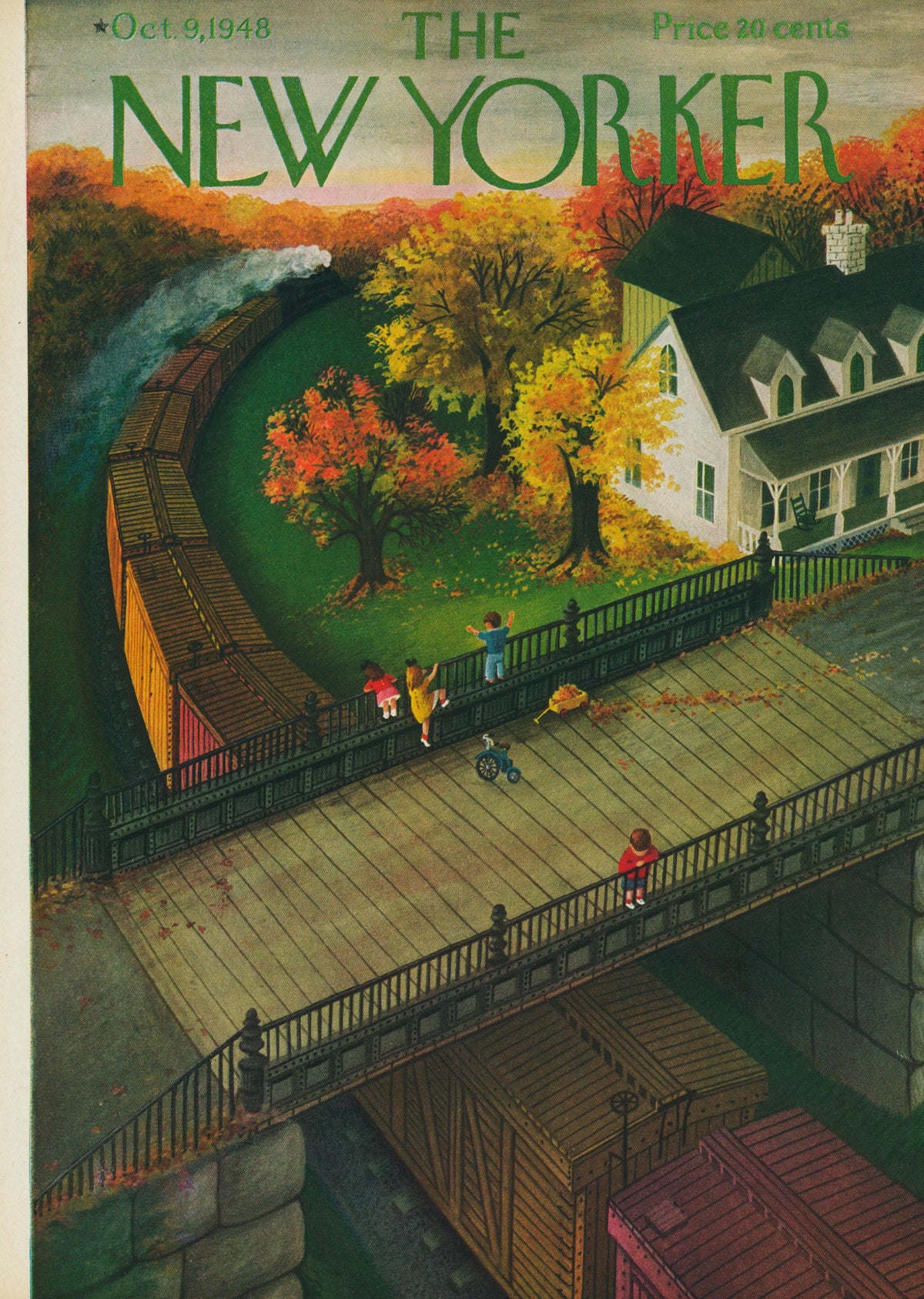 Freight Train- The New Yorker - Authentic Vintage Antique Print
