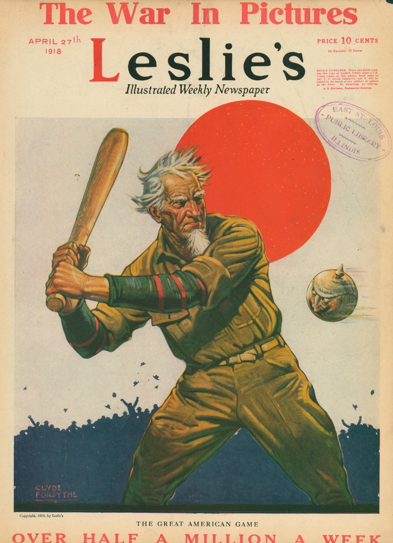 The Great American Game- Leslie's Weekly - Authentic Vintage Antique Print