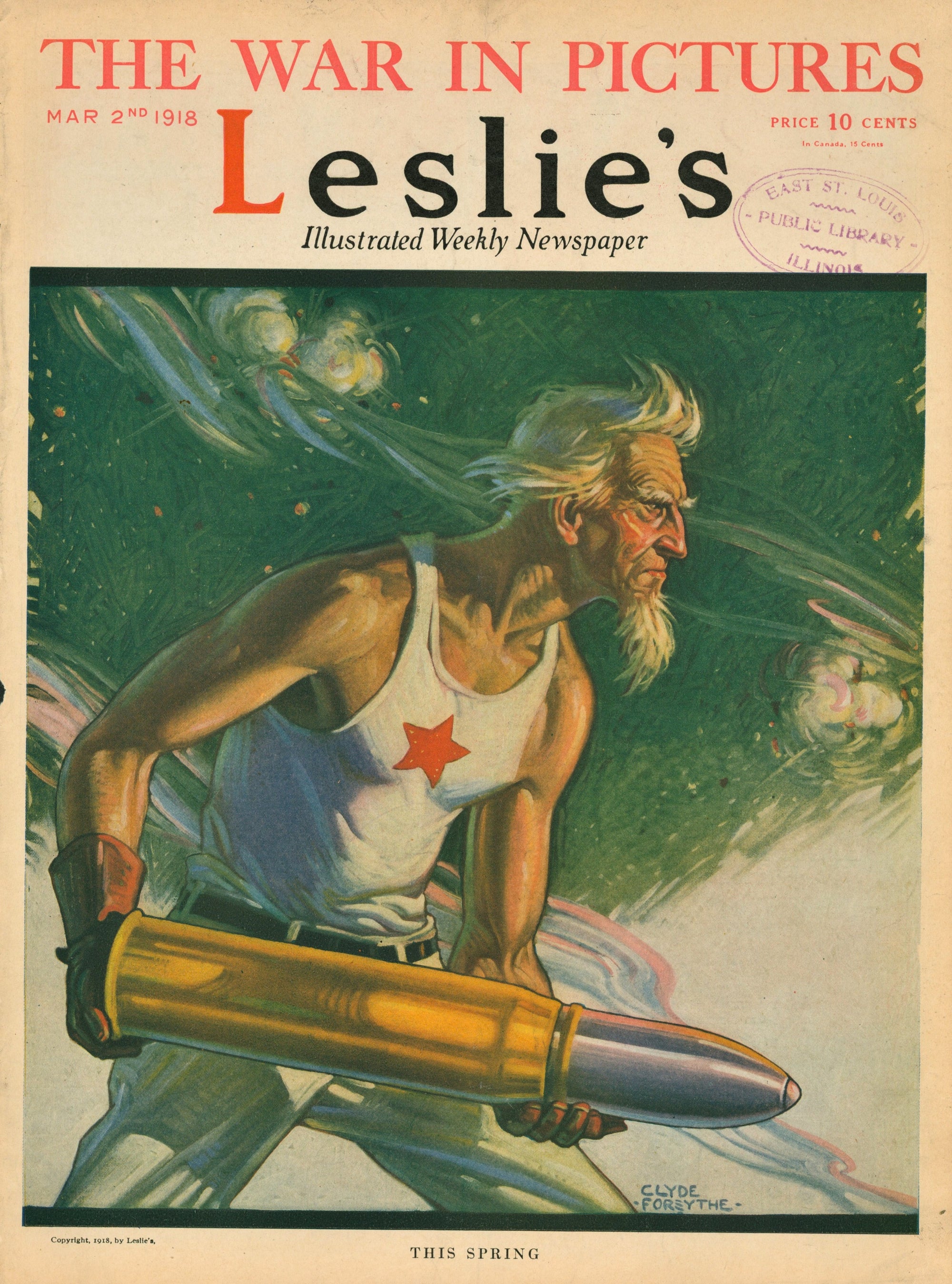 Uncle Sam, Bullet- Leslie's Weekly - Authentic Vintage Antique Print