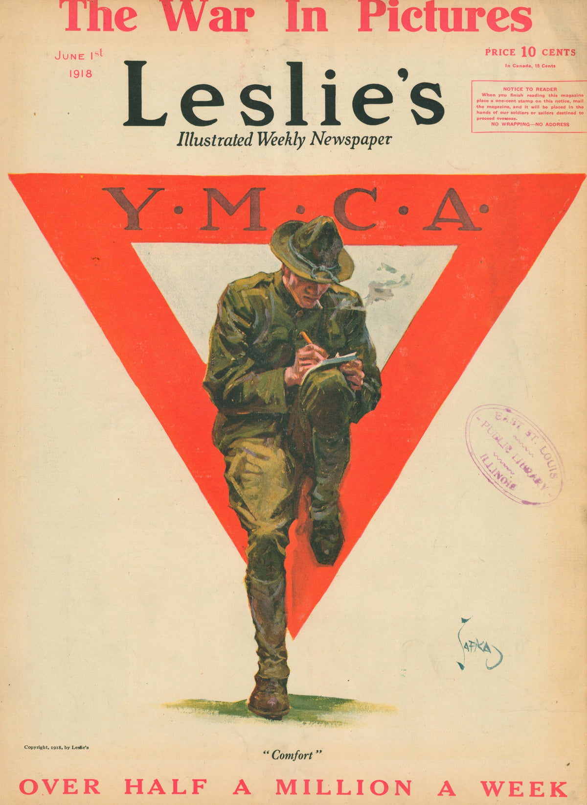YMCA- Leslie&#39;s Weekly - Authentic Vintage Antique Print