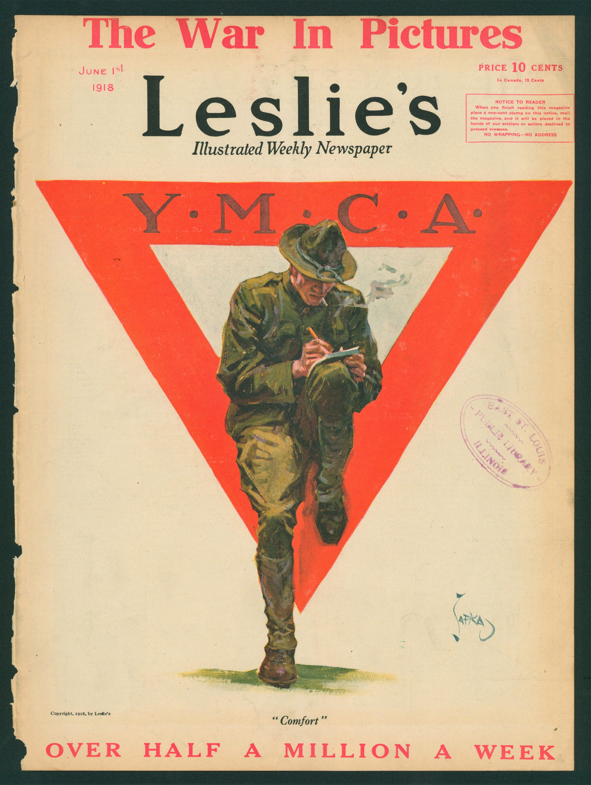 YMCA- Leslie&#39;s Weekly - Authentic Vintage Antique Print