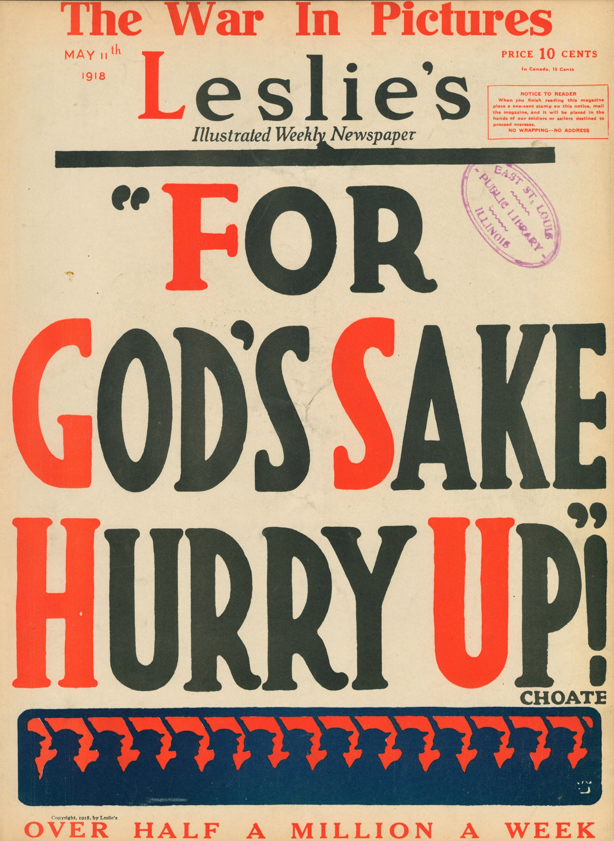 For God&#39;s Sake- Leslie&#39;s Weekly - Authentic Vintage Antique Print