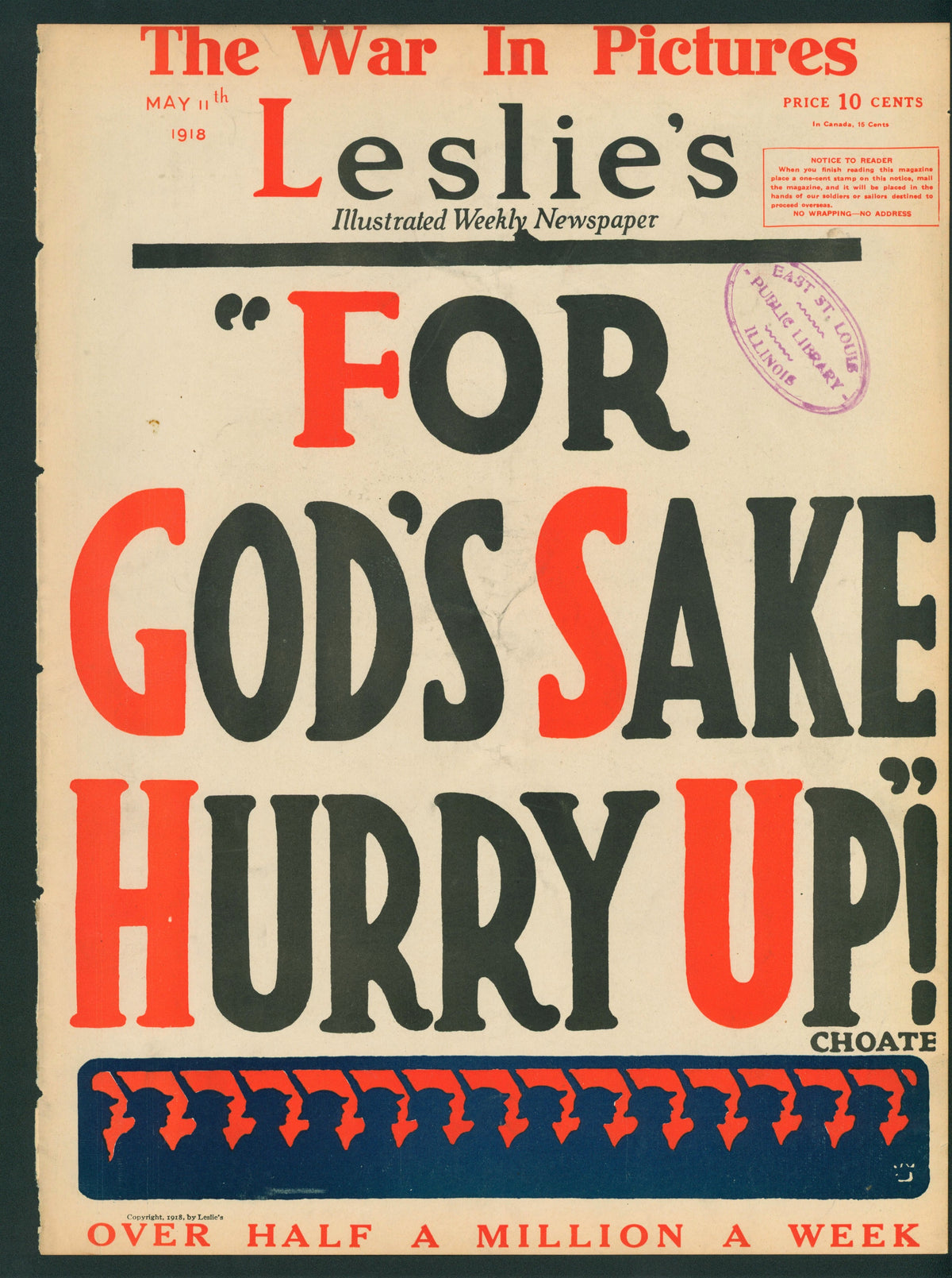 For God&#39;s Sake- Leslie&#39;s Weekly - Authentic Vintage Antique Print