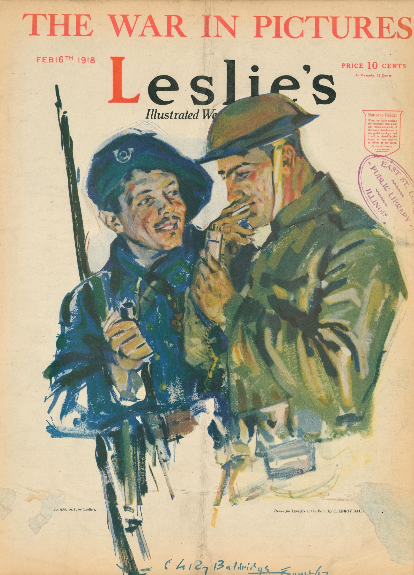 At The Front- Leslie's Weekly - Authentic Vintage Antique Print