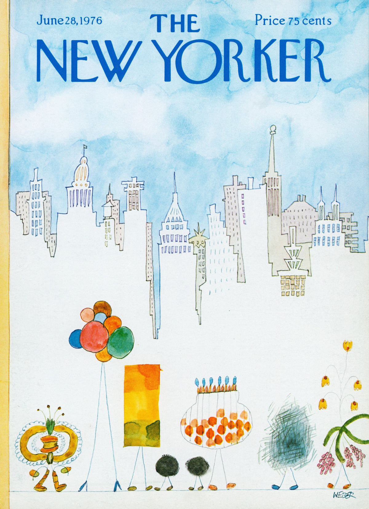 Cityscape- The New Yorker - Authentic Vintage Antique Print