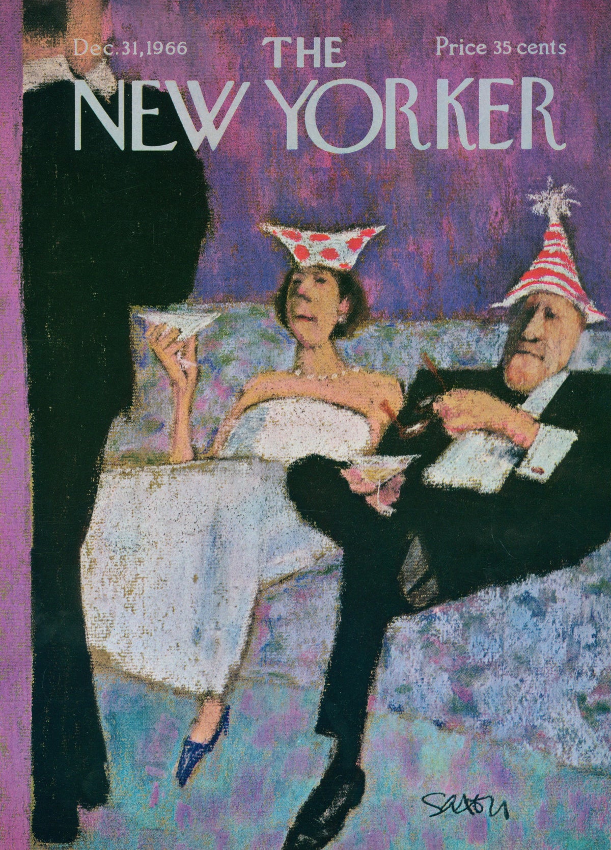 New Years Eve- The New Yorker - Authentic Vintage Antique Print