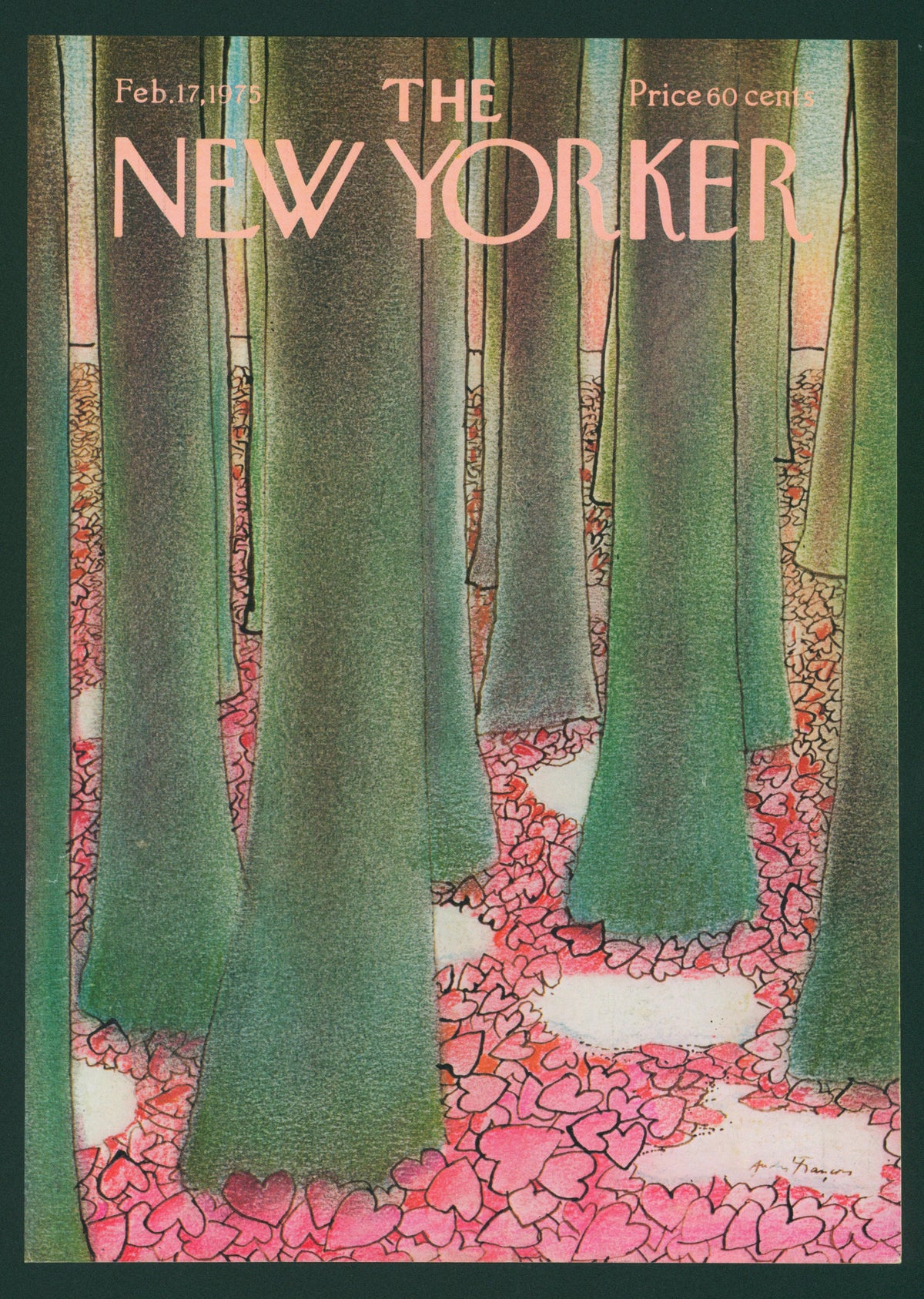 Love Leaves- The New Yorker - Authentic Vintage Antique Print