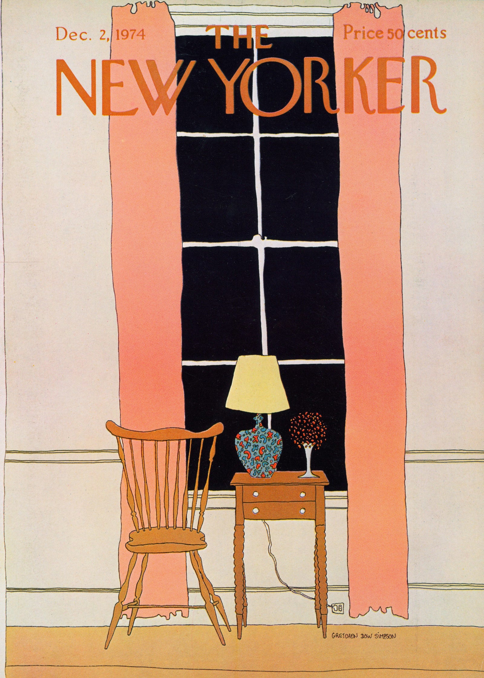 Darling Curtains- The New Yorker - Authentic Vintage Antique Print