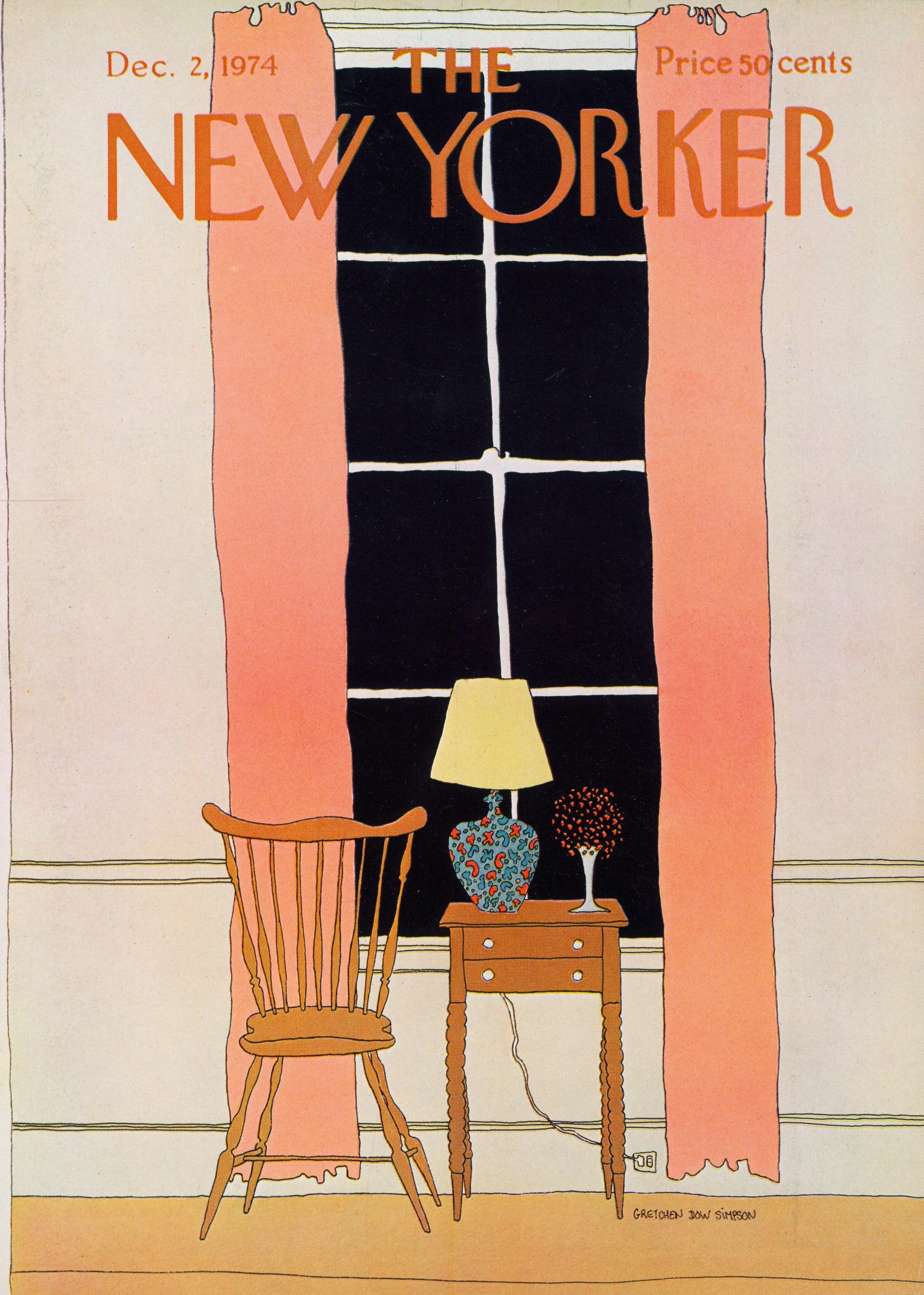 Darling Curtains- The New Yorker - Authentic Vintage Antique Print