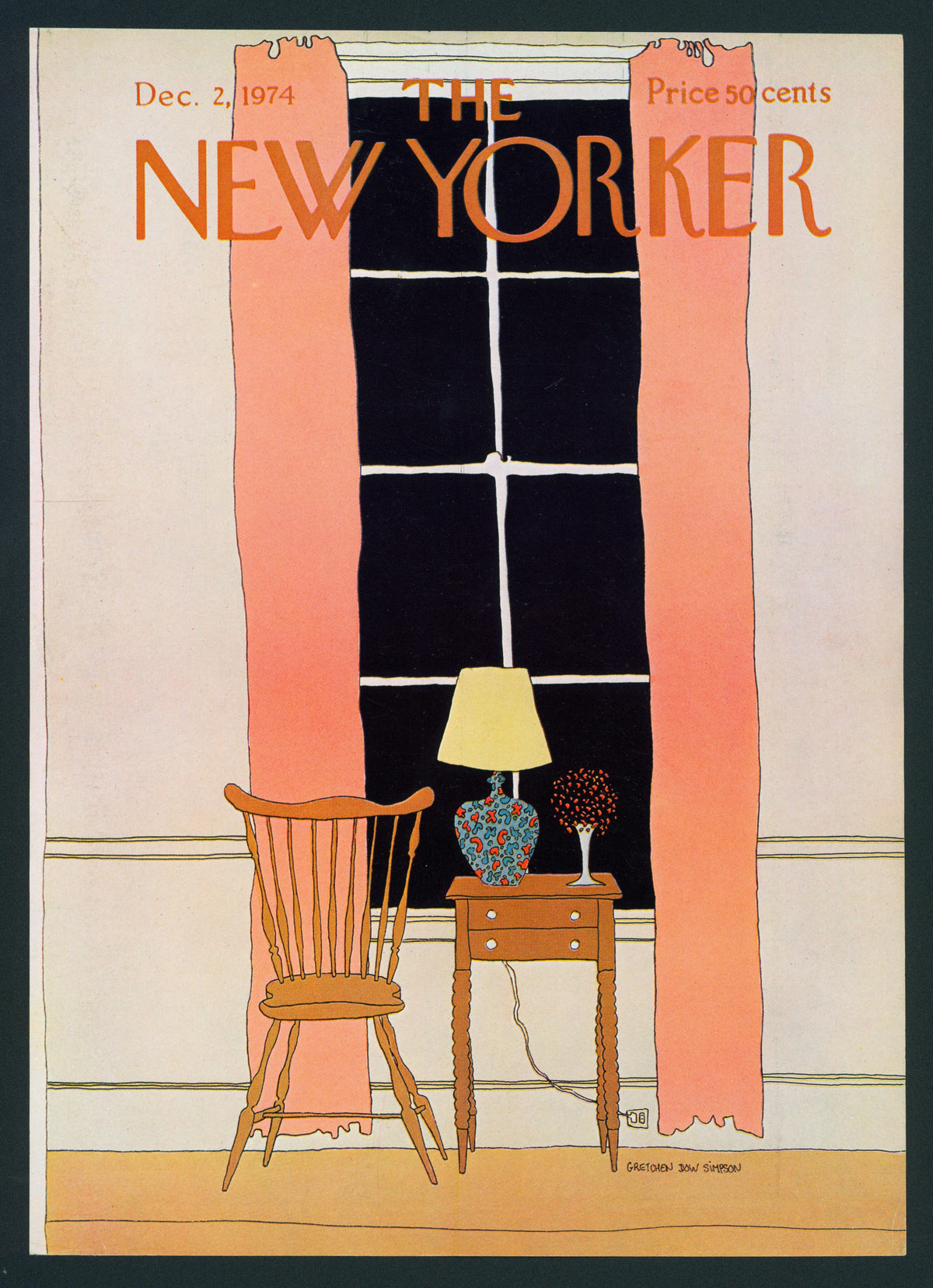 Darling Curtains- The New Yorker - Authentic Vintage Antique Print