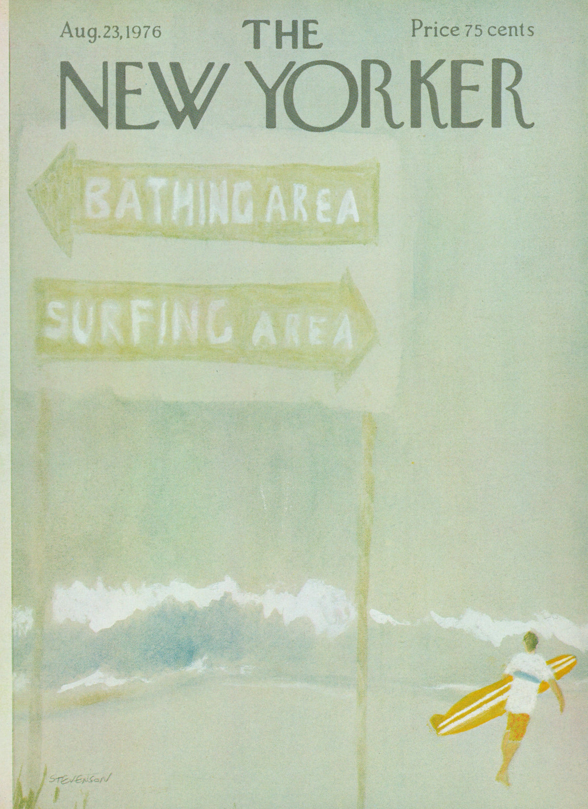 Gone Surfing- The New Yorker - Authentic Vintage Antique Print