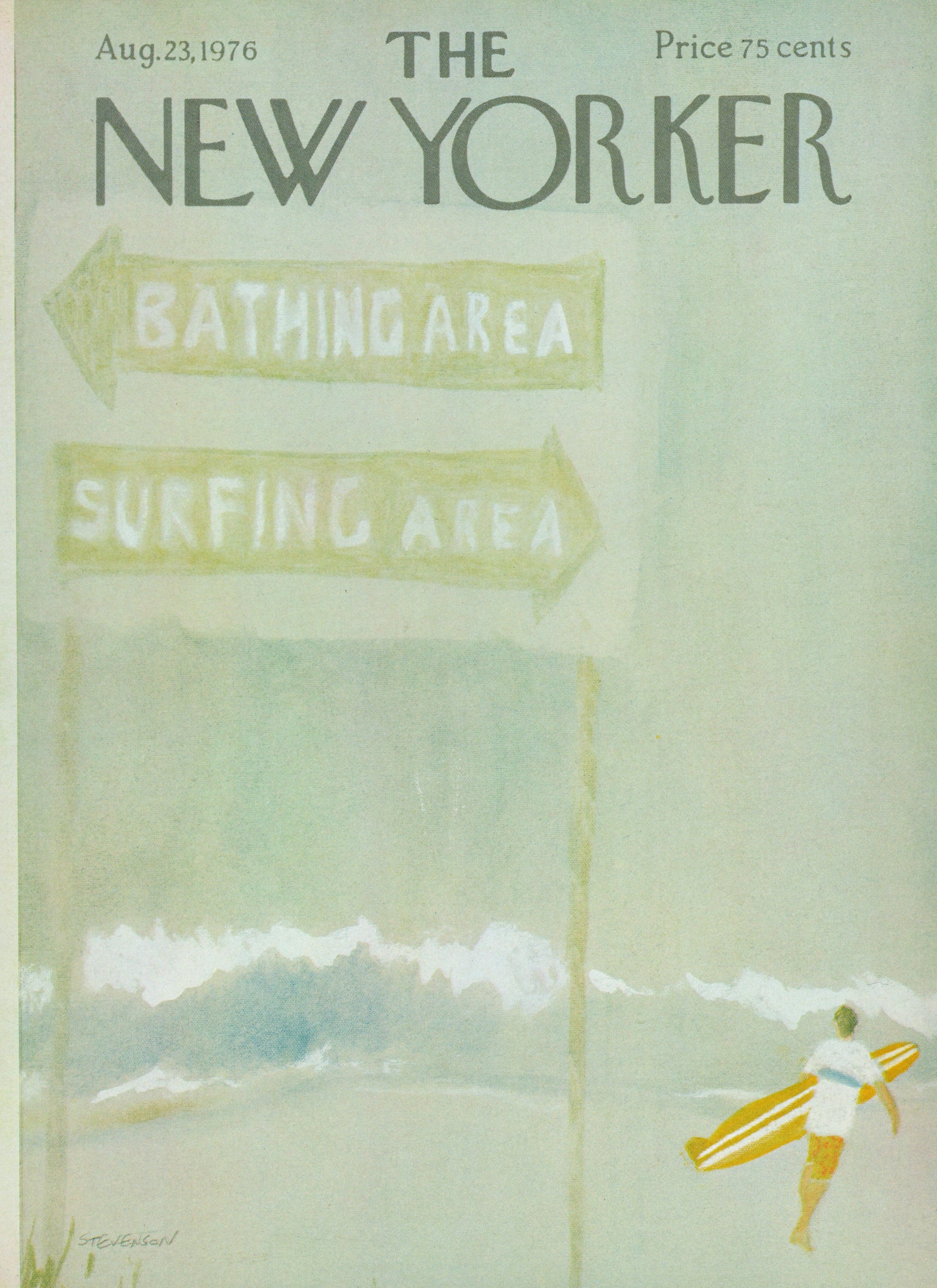 Gone Surfing- The New Yorker - Authentic Vintage Antique Print
