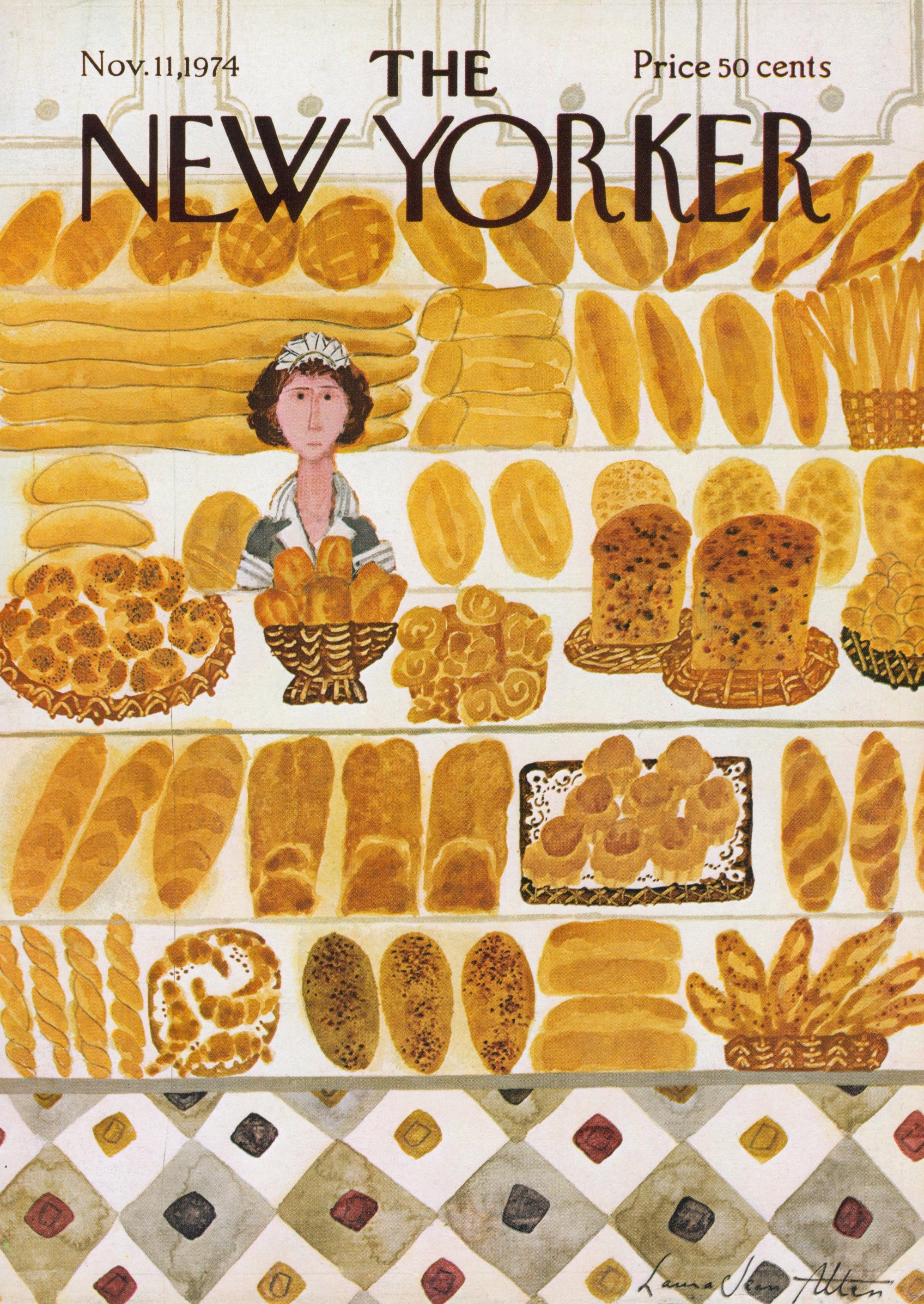 Morning Bakery- The New Yorker - Authentic Vintage Antique Print