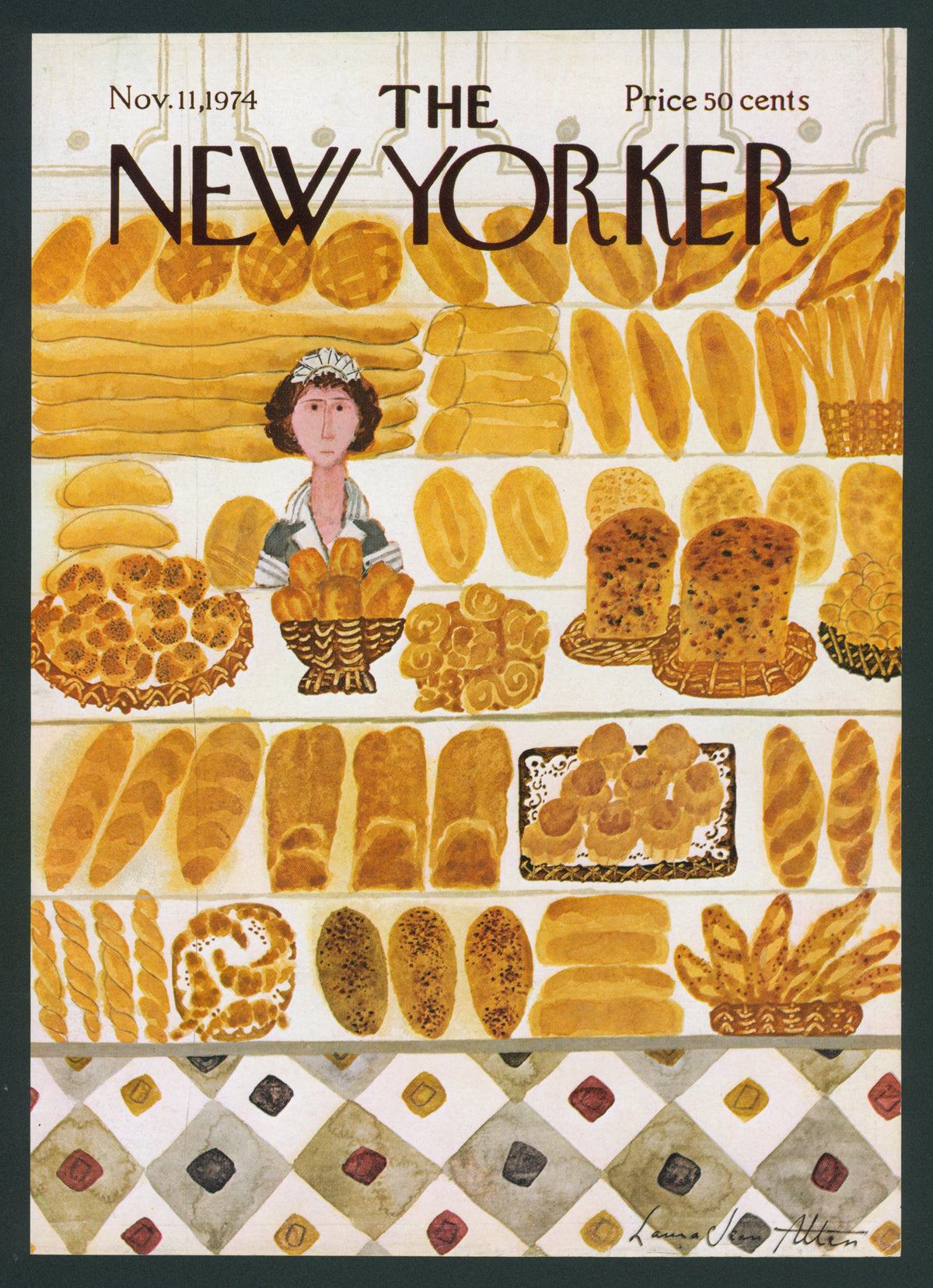 Morning Bakery- The New Yorker - Authentic Vintage Antique Print