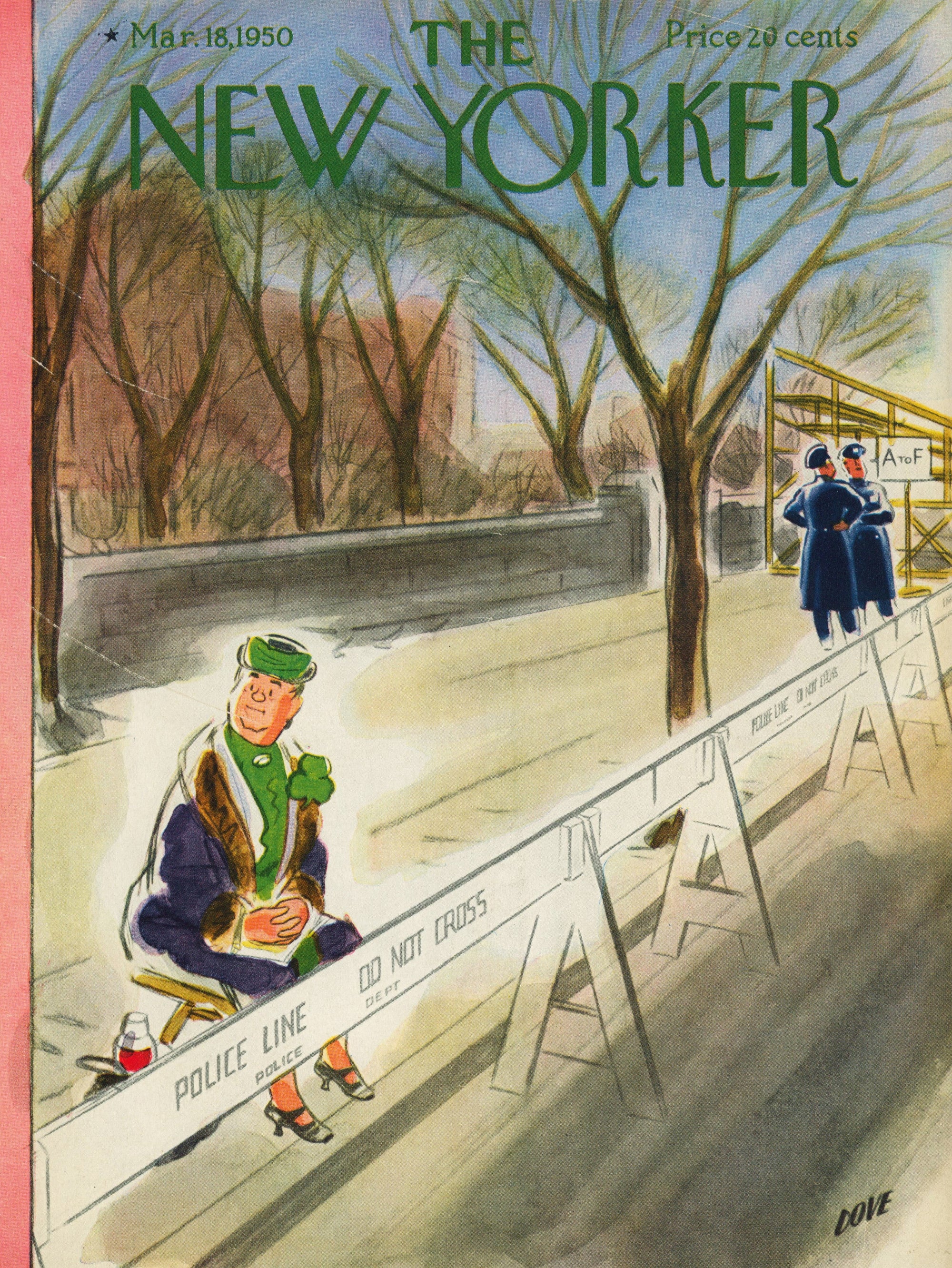 Park Bench- The New Yorker - Authentic Vintage Antique Print