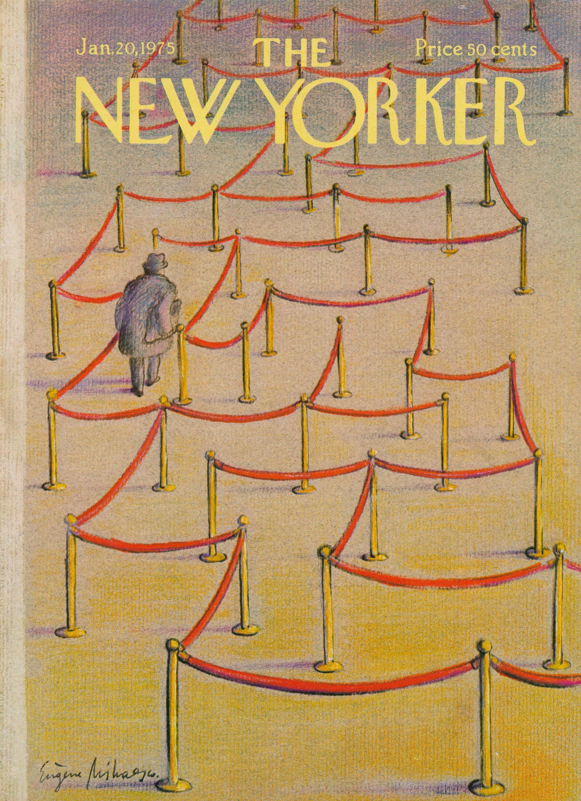 Velvet Rope- The New Yorker - Authentic Vintage Antique Print