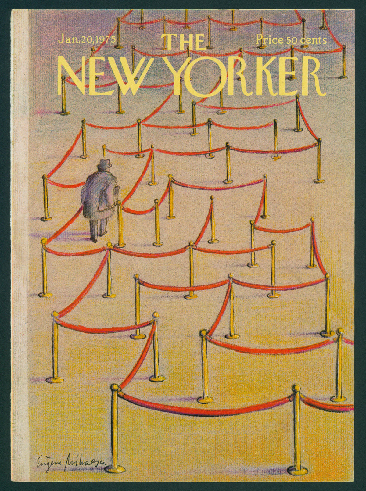 Velvet Rope- The New Yorker - Authentic Vintage Antique Print