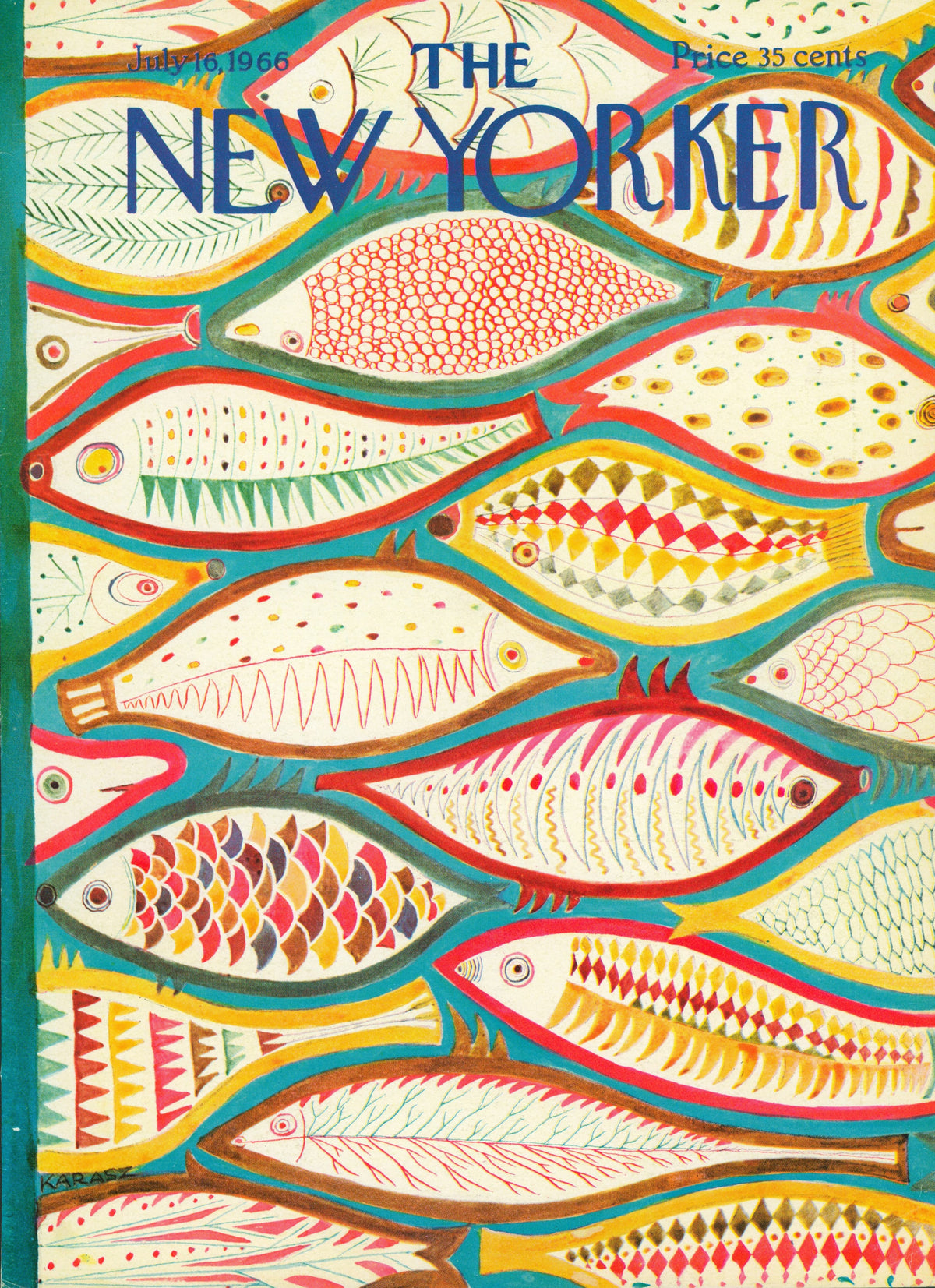 Lucky Fish- The New Yorker - Authentic Vintage Antique Print