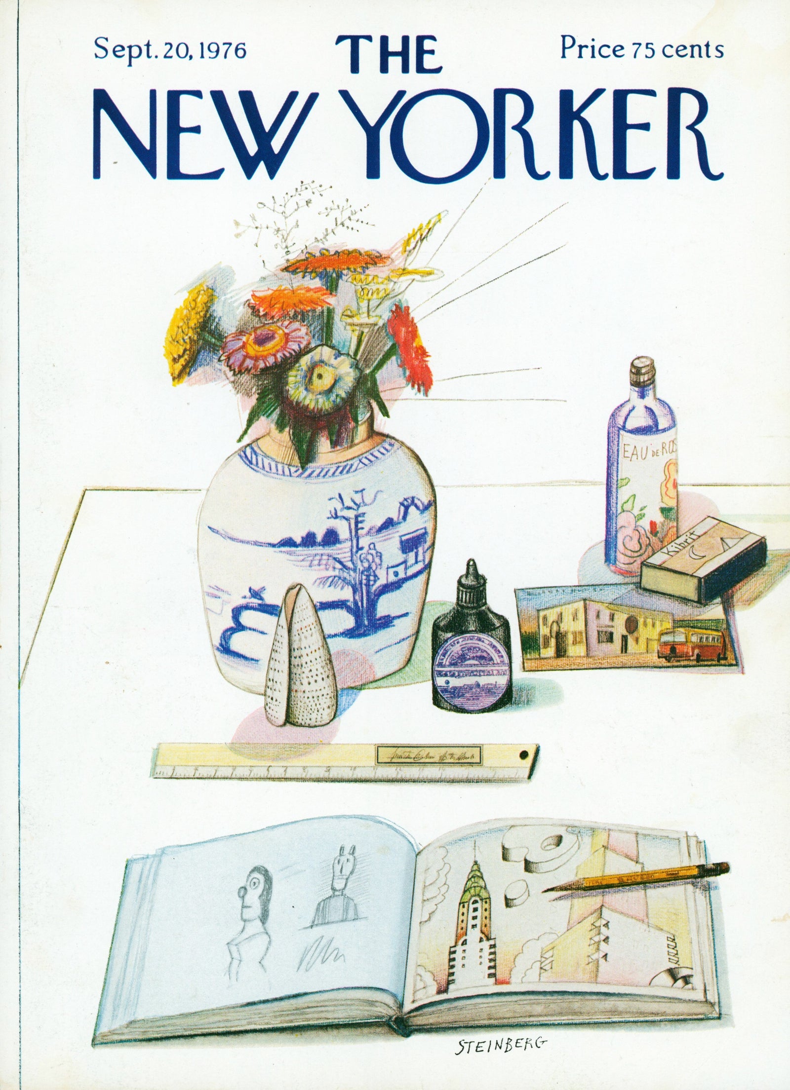 Delicate Doodling- The New Yorker - Authentic Vintage Antique Print