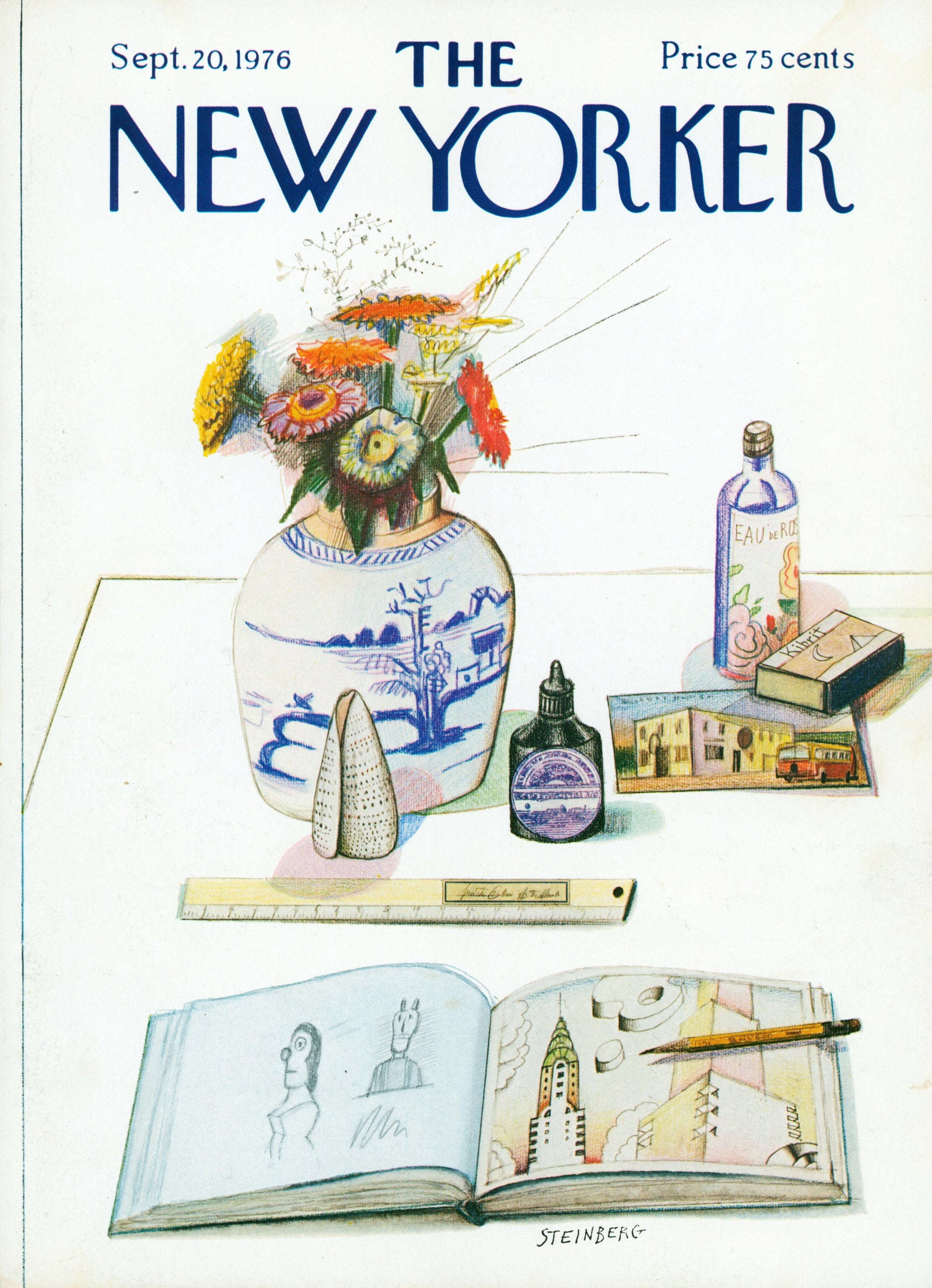Delicate Doodling- The New Yorker - Authentic Vintage Antique Print