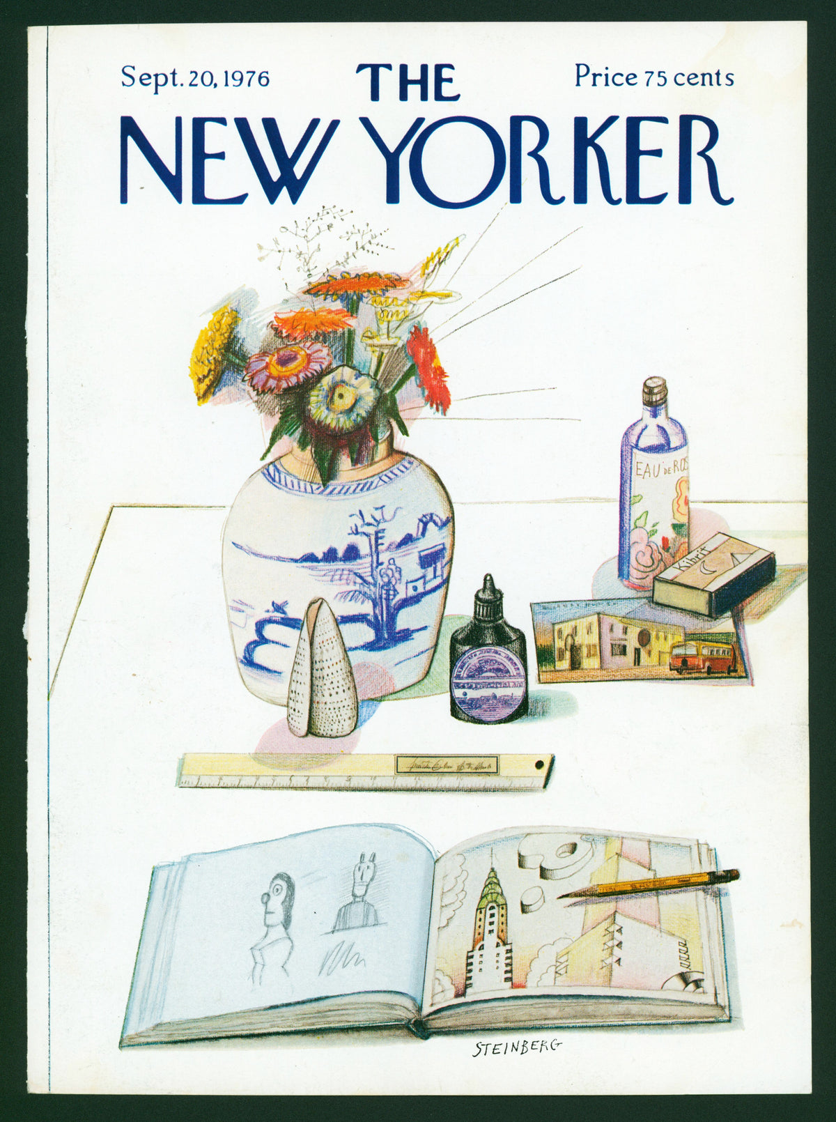 Delicate Doodling- The New Yorker - Authentic Vintage Antique Print
